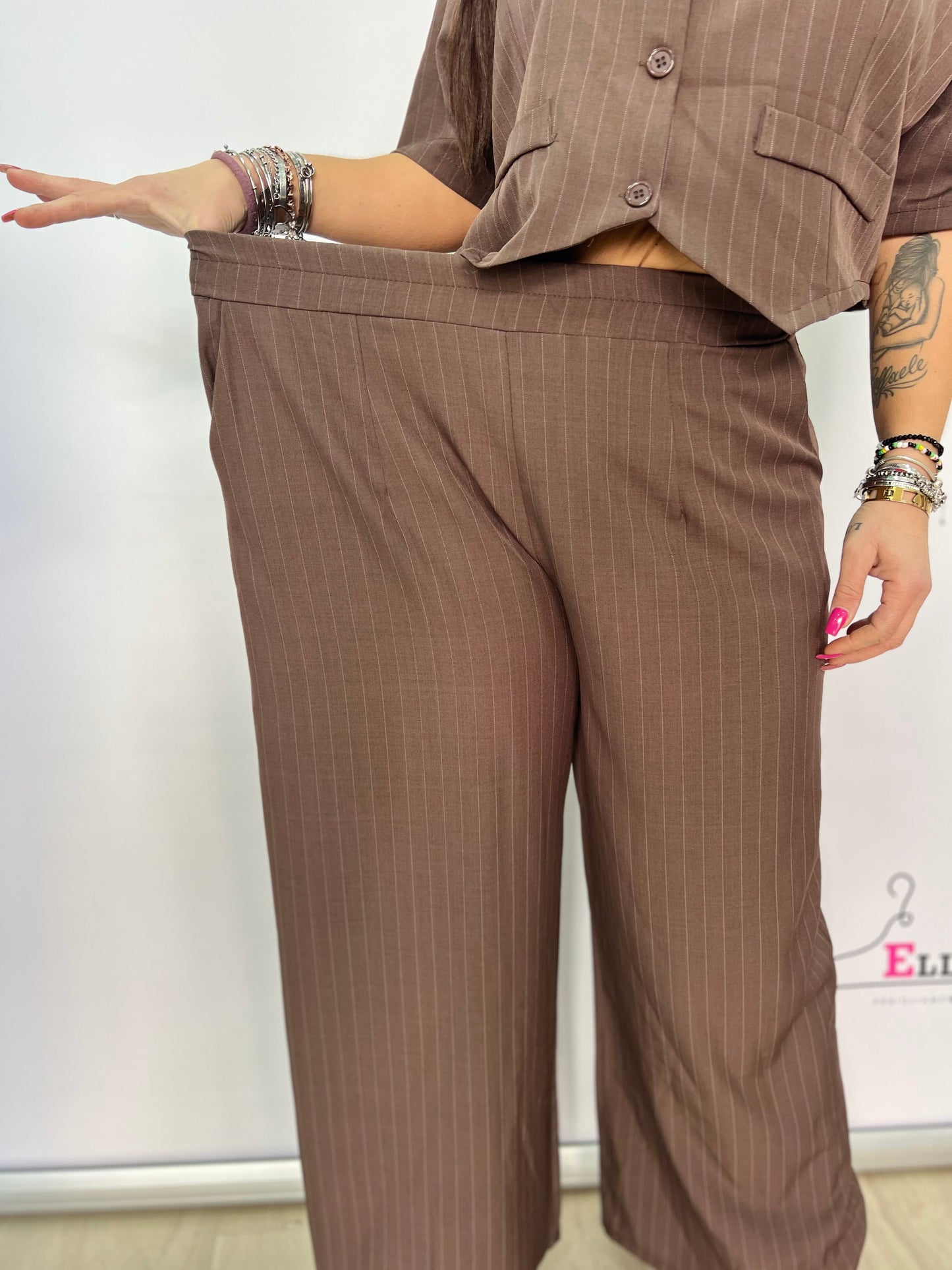 Completo donna gessato palazzo elegante curvy