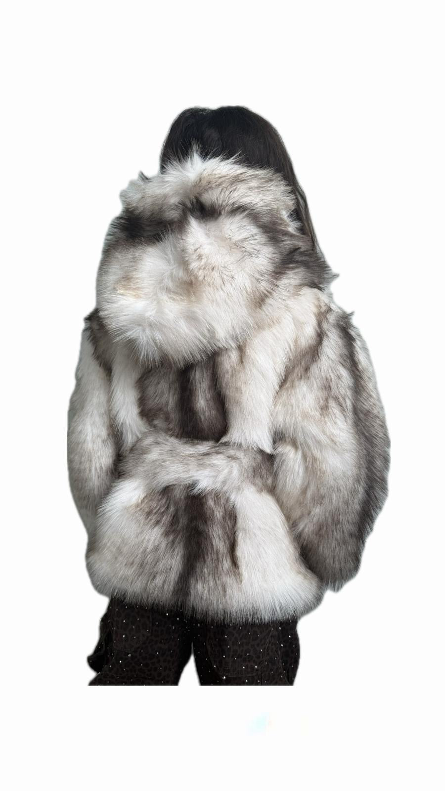 Giacca pelliccia ecologica bambina con cappuccio