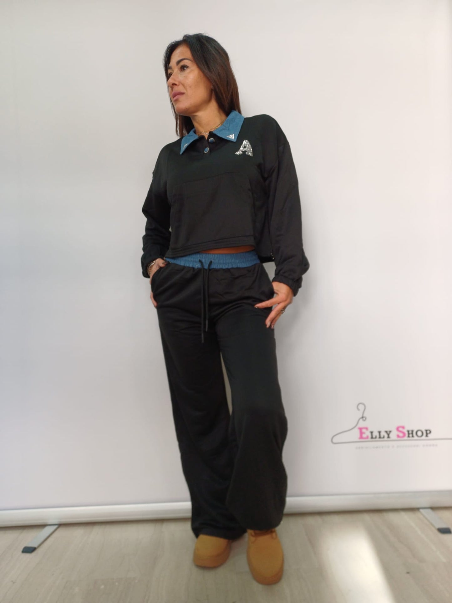 Completo donna casual con colletto a contrasto