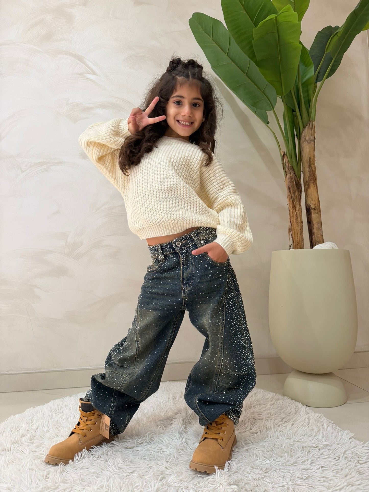 Jeans bambina con strass balloon