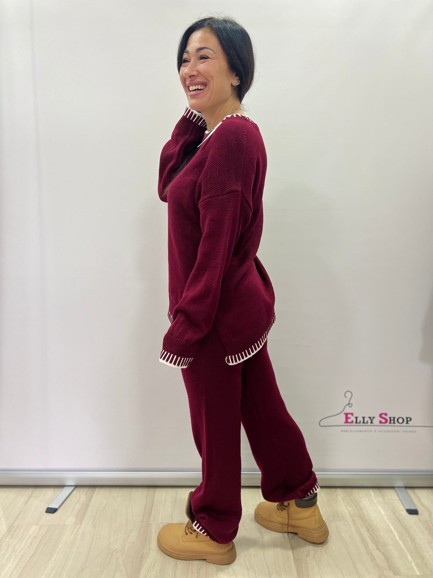 Completo donna in maglia due pezzi casual chic