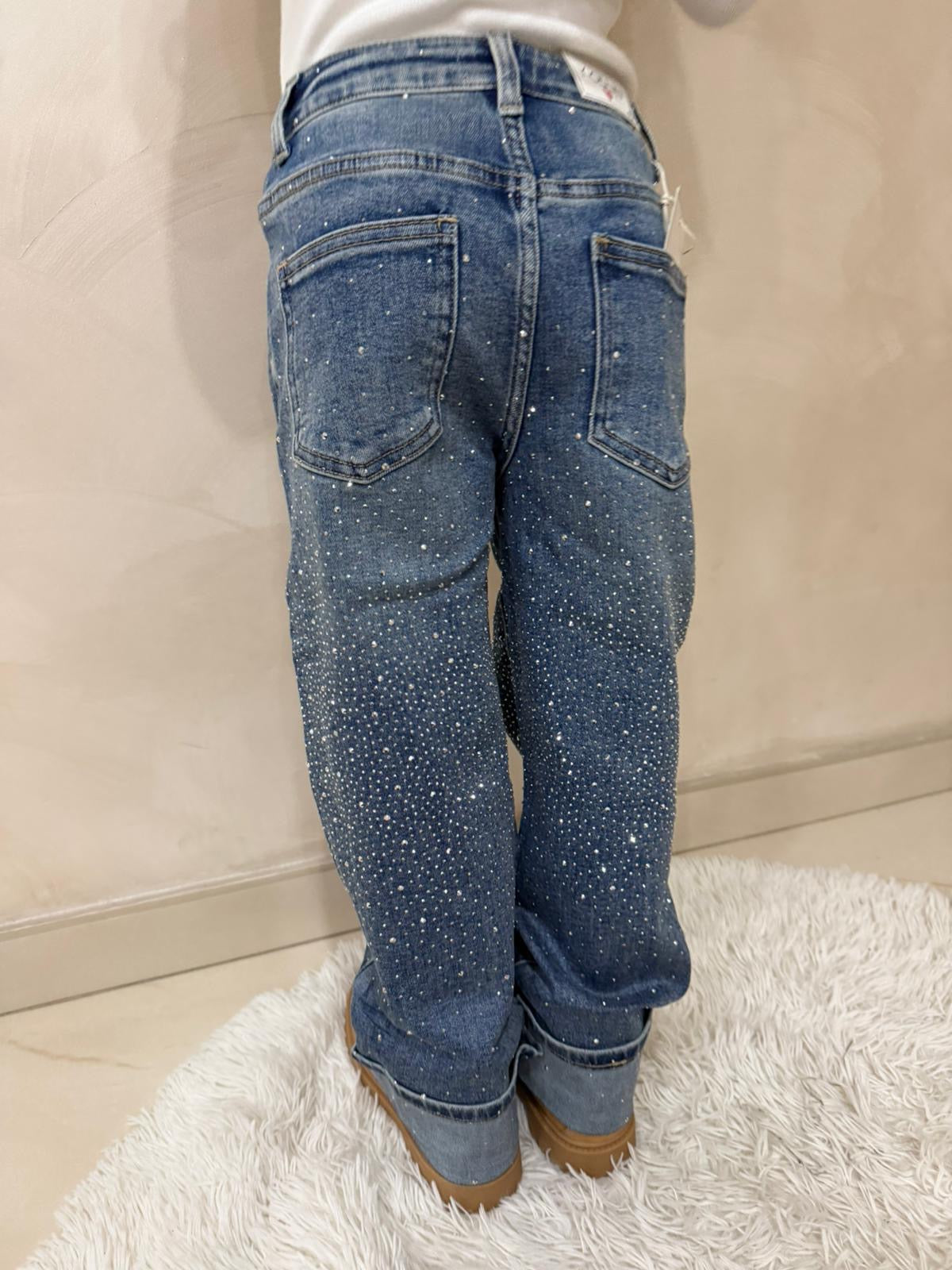 Jeans bambina con strass gamba ampia art.z47