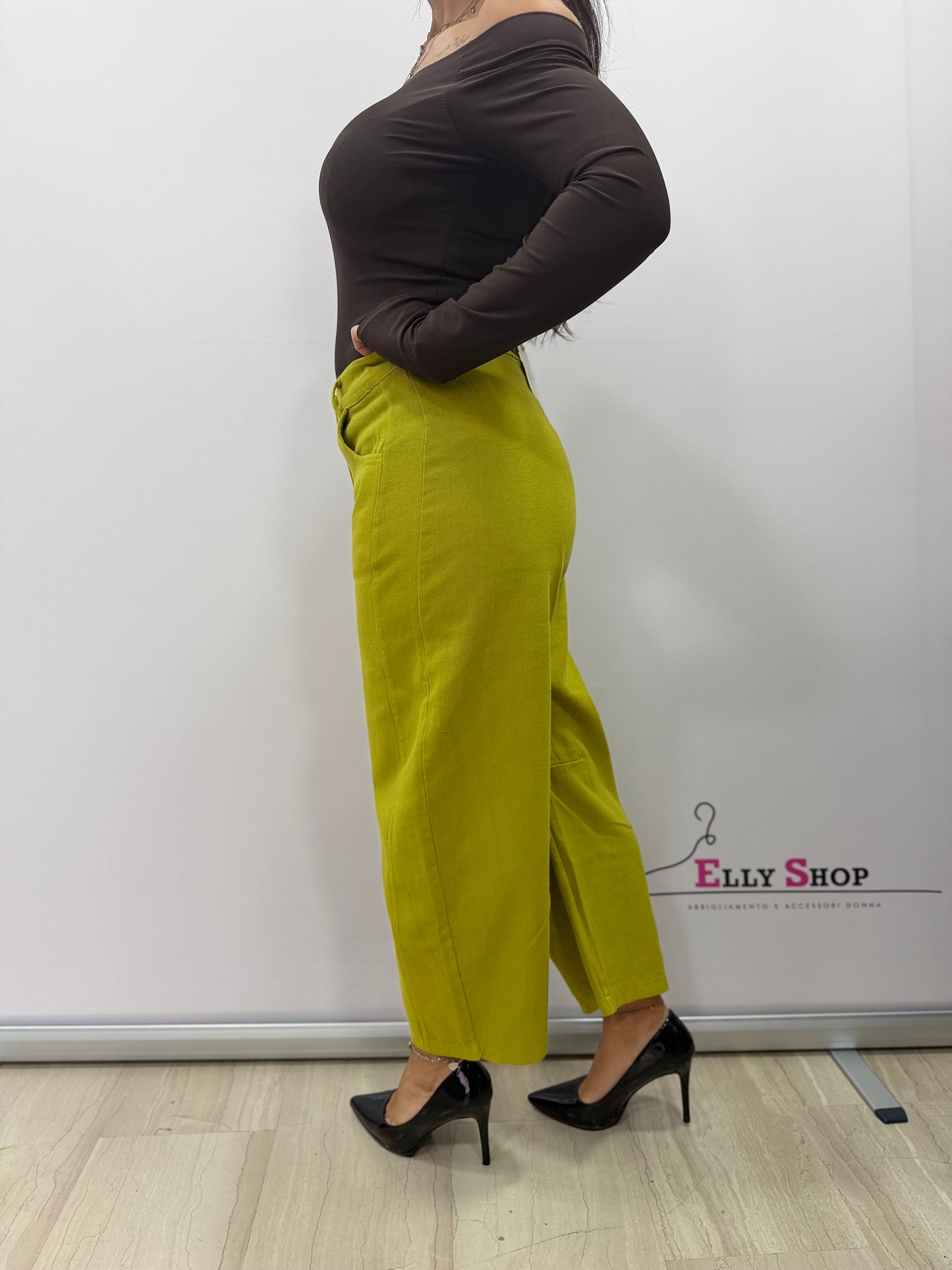 Pantalone donna cropped vita alta colorato