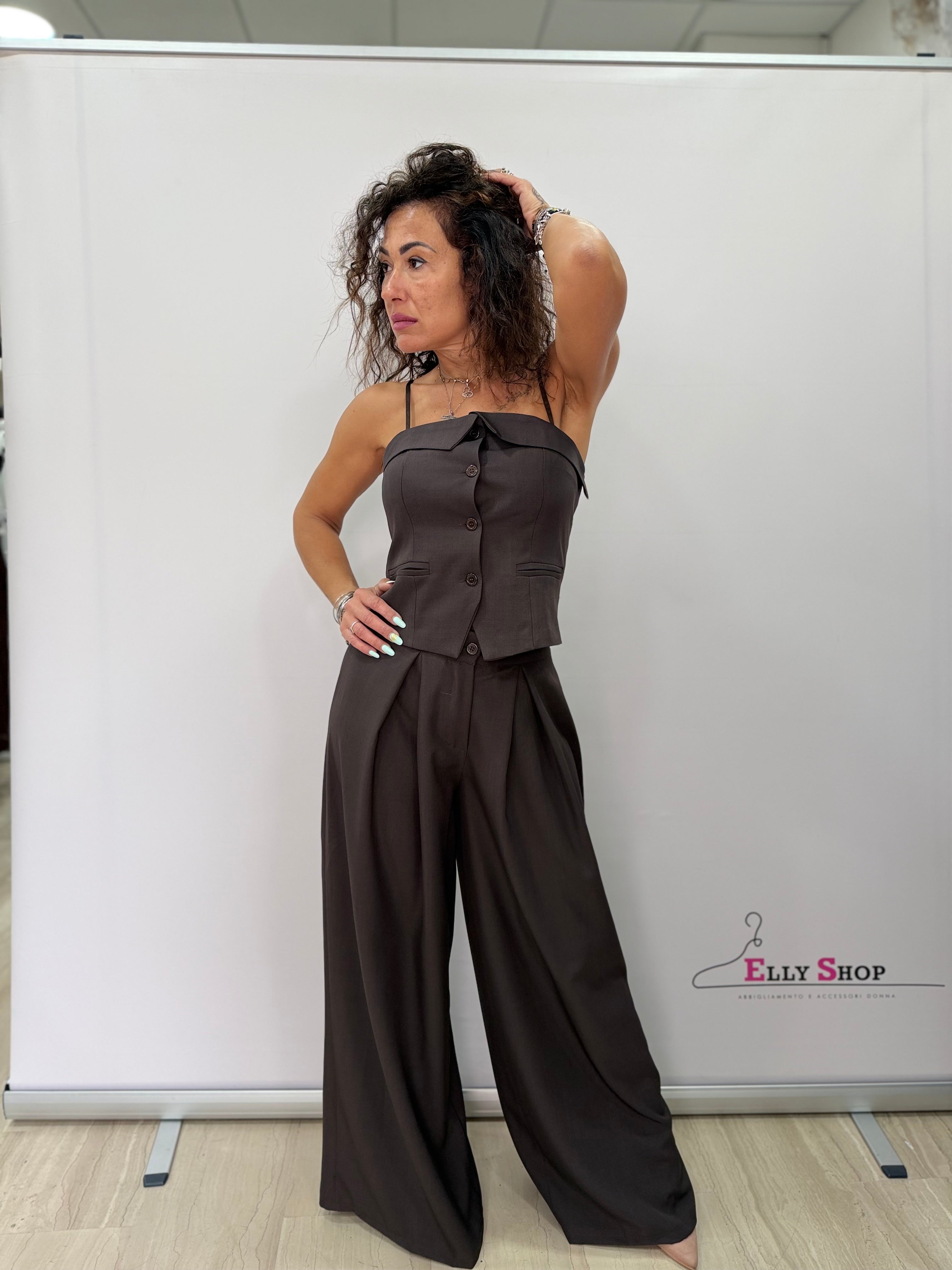 Completo Jennifer donna gilet e pantalone palazzo