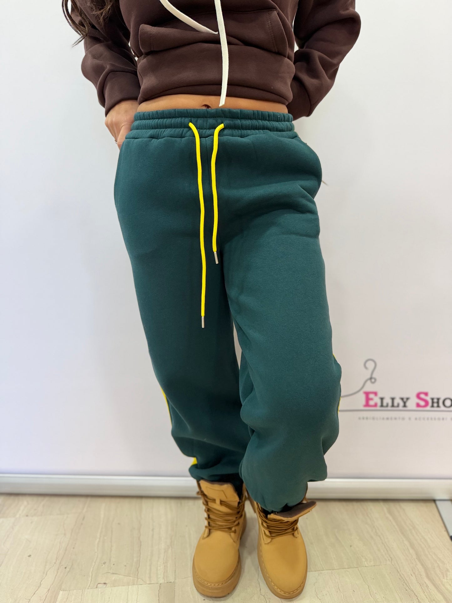 Pantalone tuta donna felpato con bande laterali