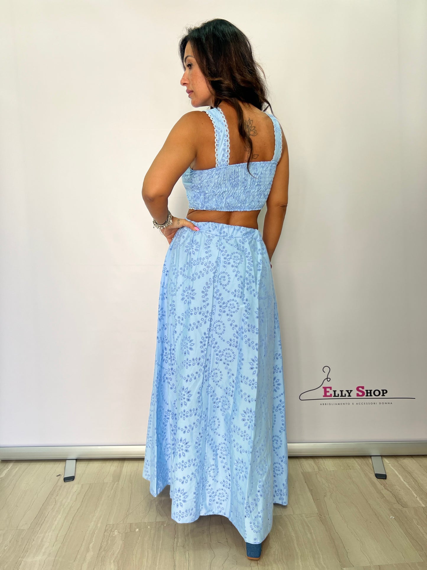 Completo Traforato Crop Top Gonna Lunga SANGALLO