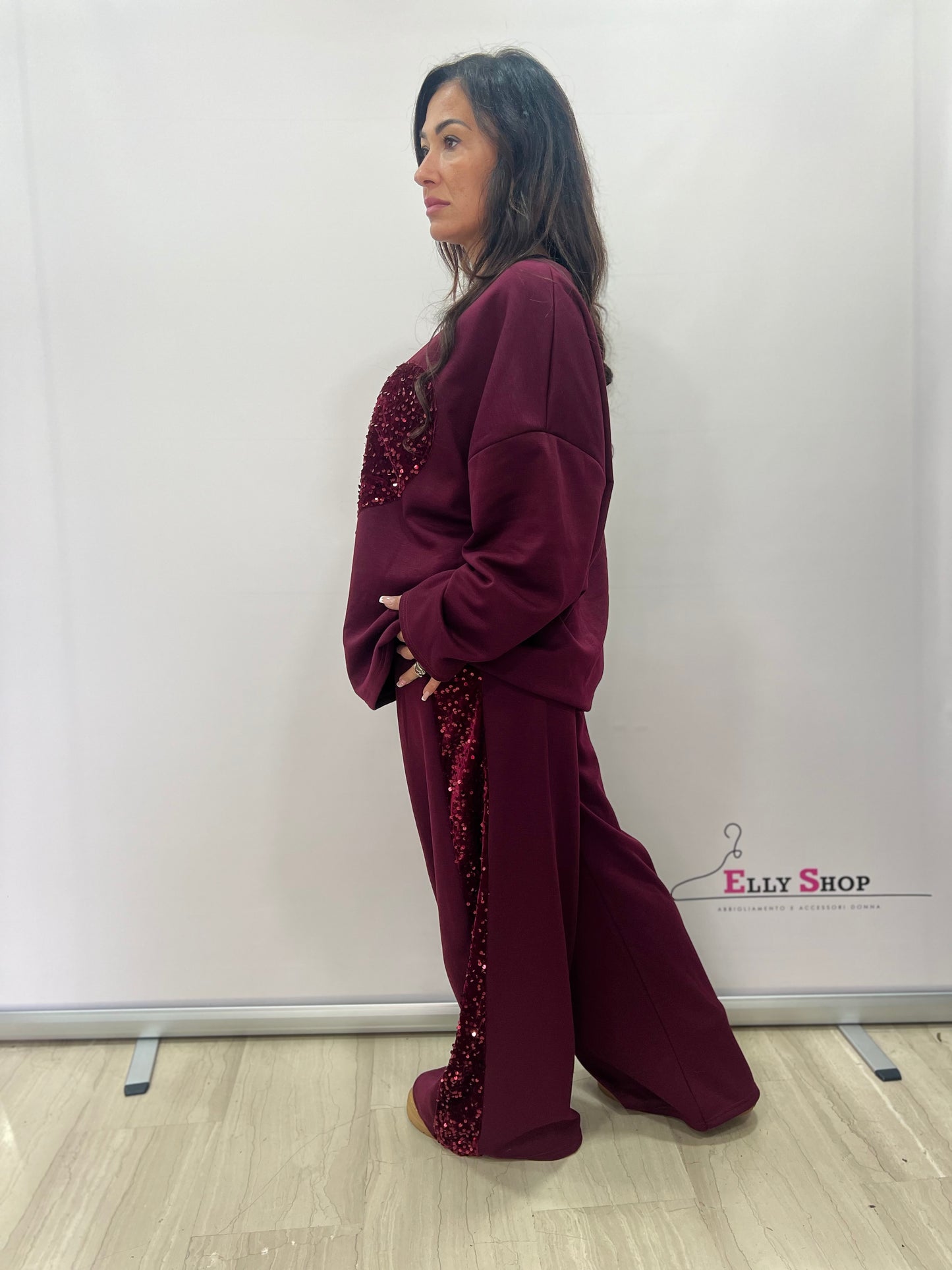 Tuta  completo curvy elegante con cuore glitter