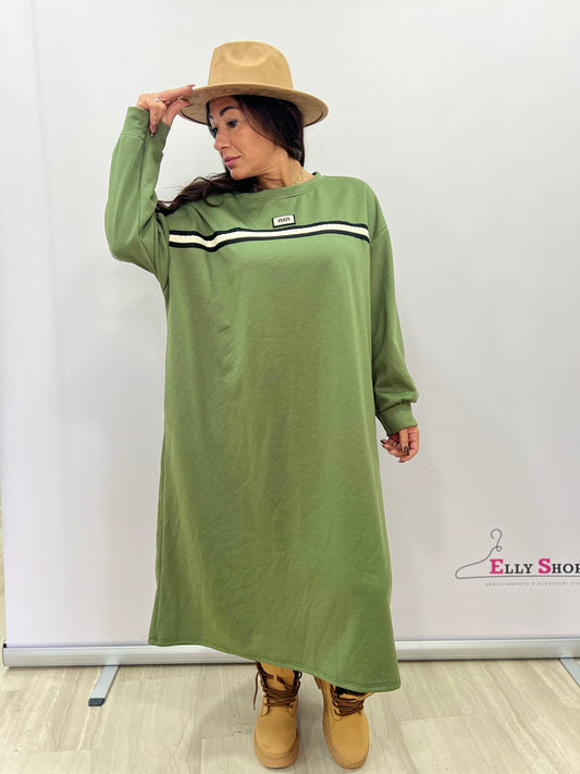 Abito lungo felpato casual curvy donna