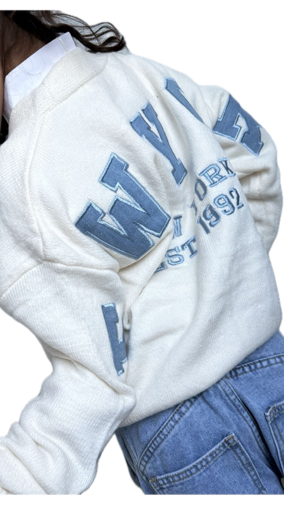 Cardigan bambina lana rasata New York