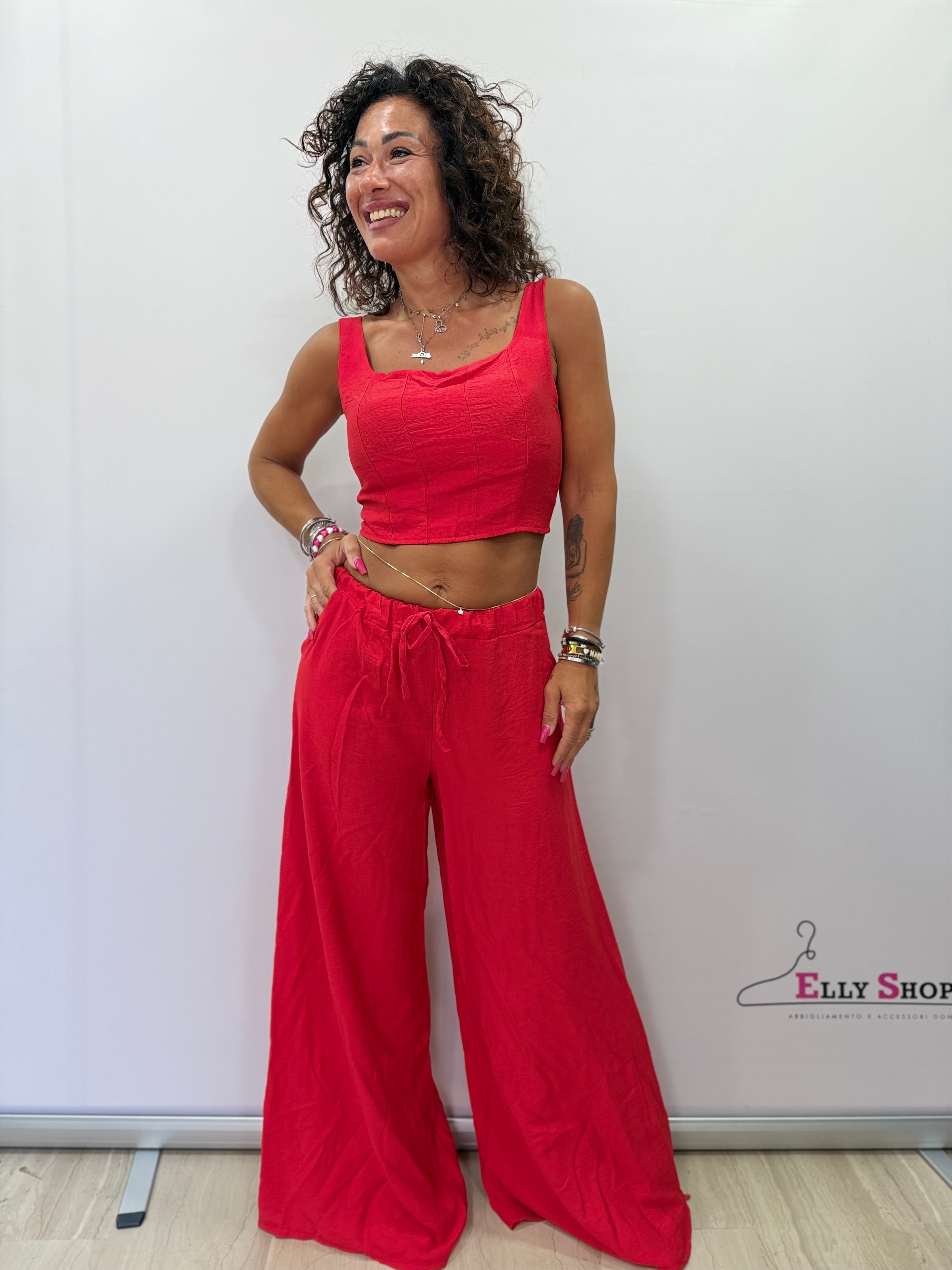 Completo Donna Top Crop e Pantalone Palazzo