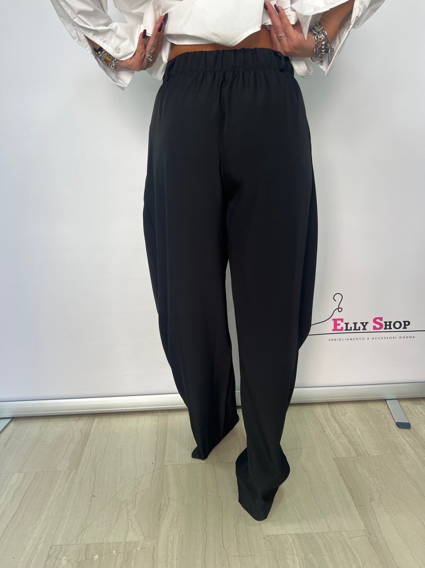 Pantalone donna ampio con piega incrociata