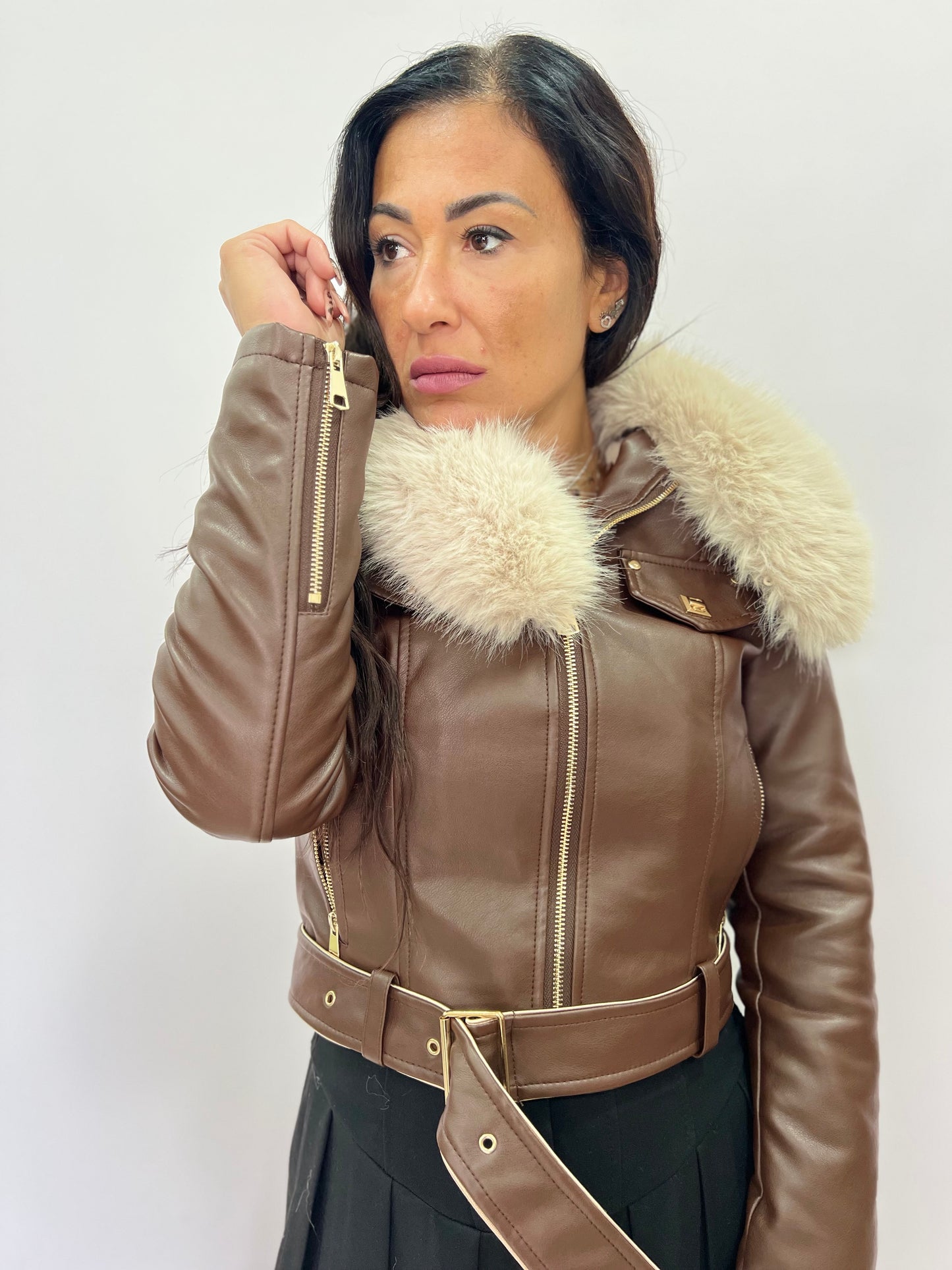 Chiodo donna con pelliccia removibile