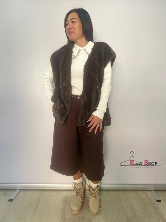 Gilet ecopelliccia marrone donna – caldo e versatile