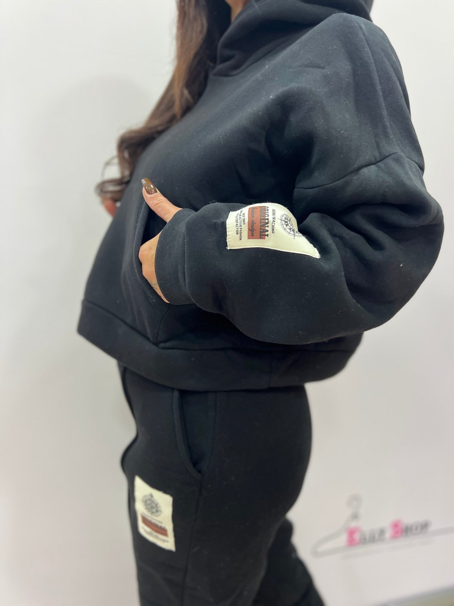 Completo felpato donna con cappuccio casual