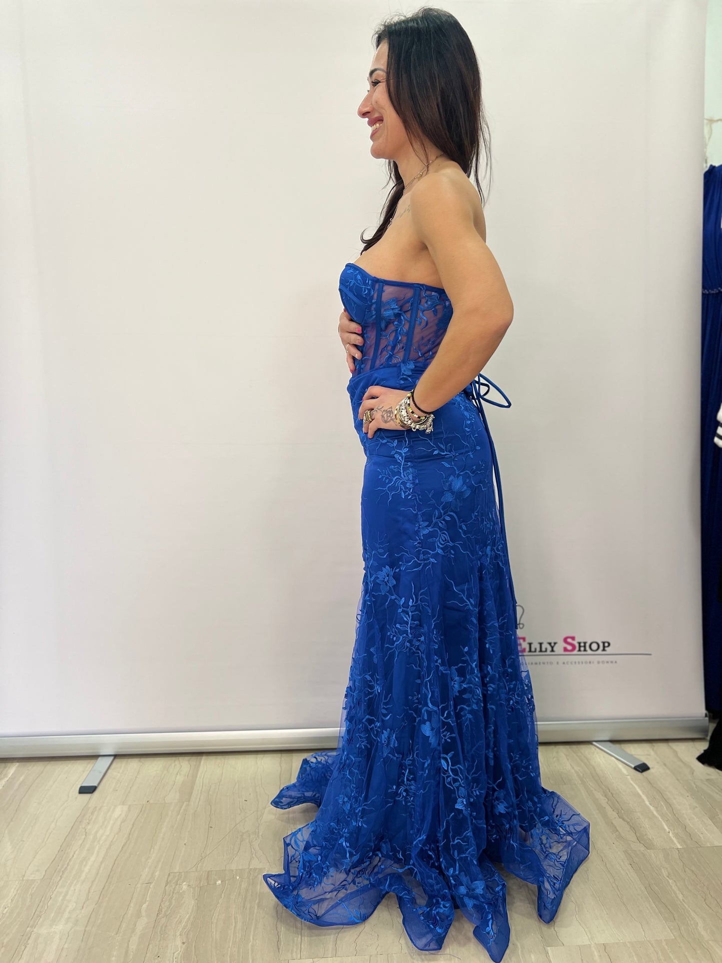 Abito lungo sirena con corsetto elegante