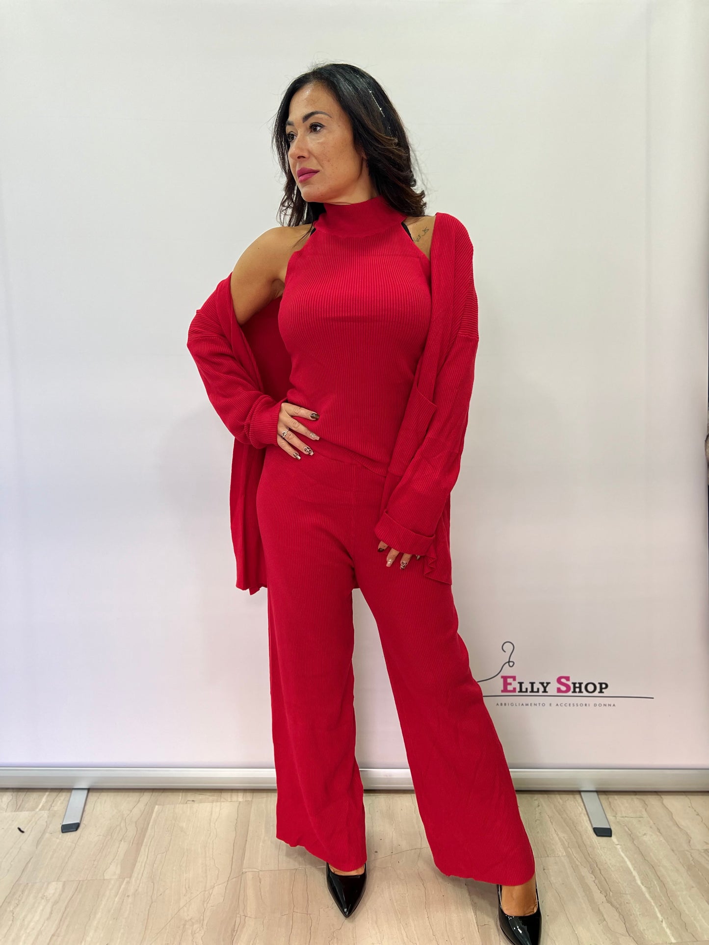 Completo donna 3 pezzi in maglia elegante