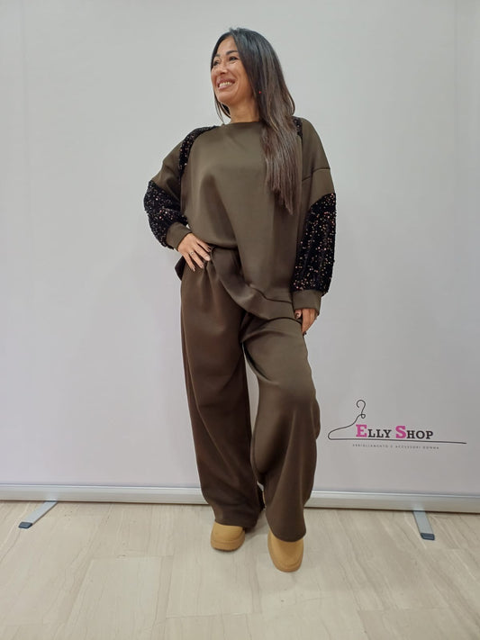 Completo curvy donna con maniche in paillettes