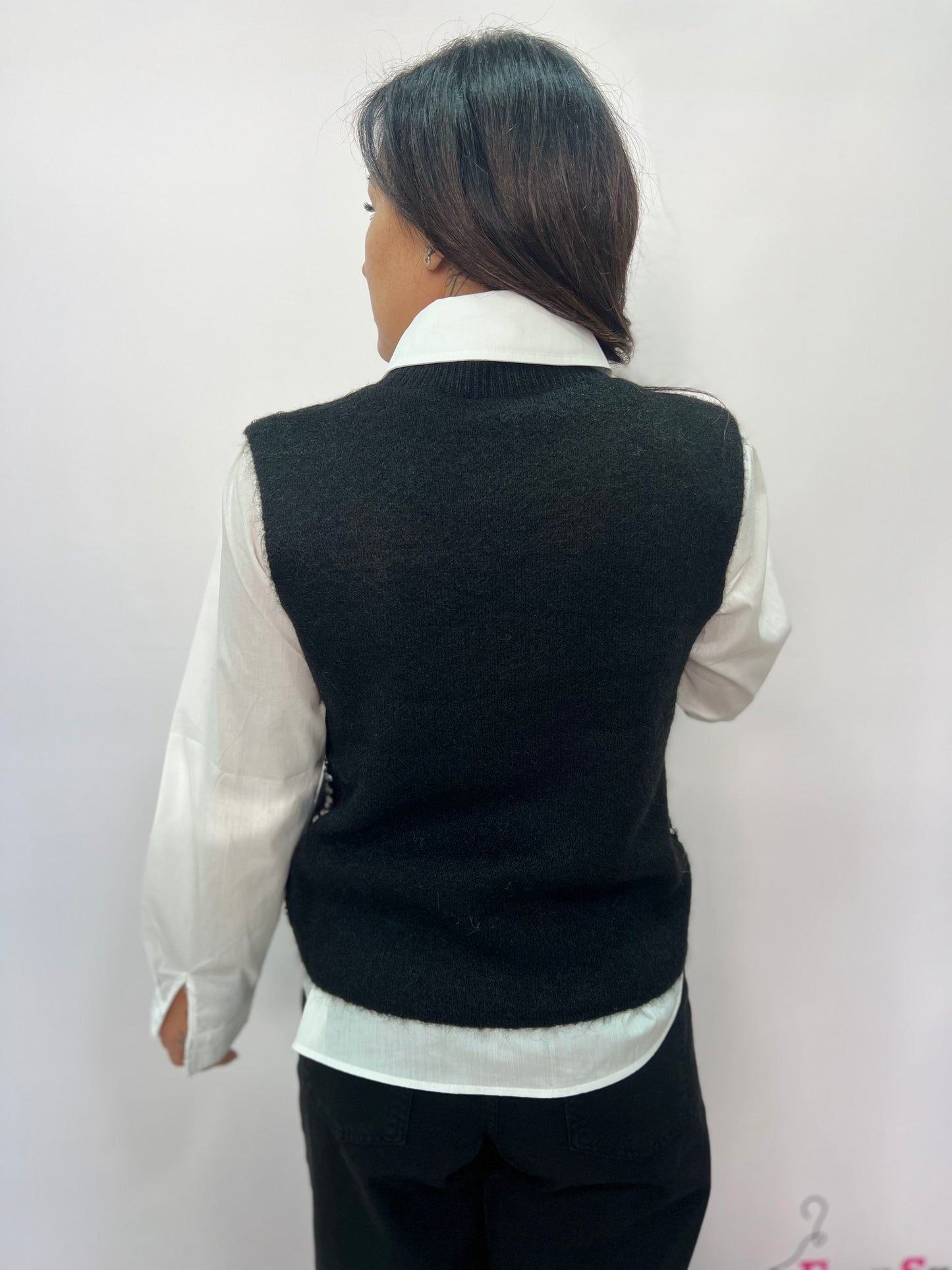 Camicia donna con gilet integrato e strass