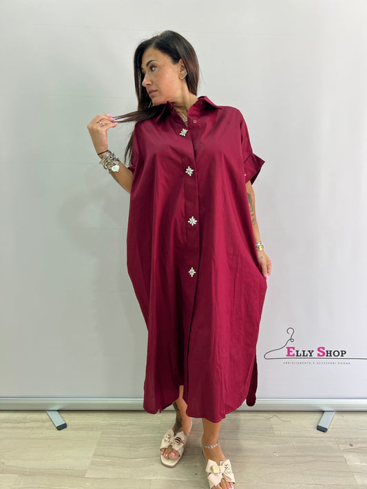 Camicione oversize in tinta unita con bottoni