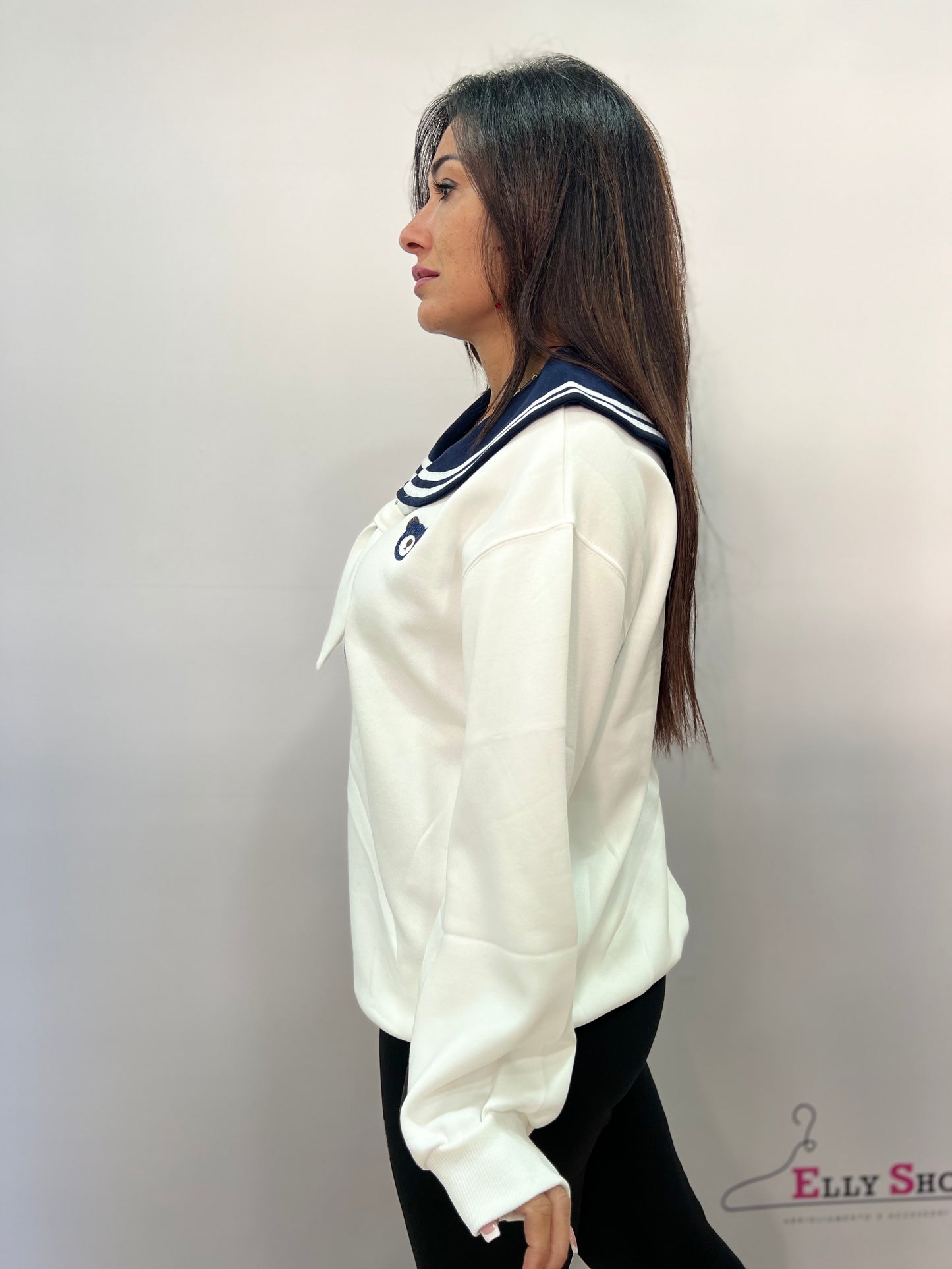 Felpa donna sailor con ricamo orsetto
