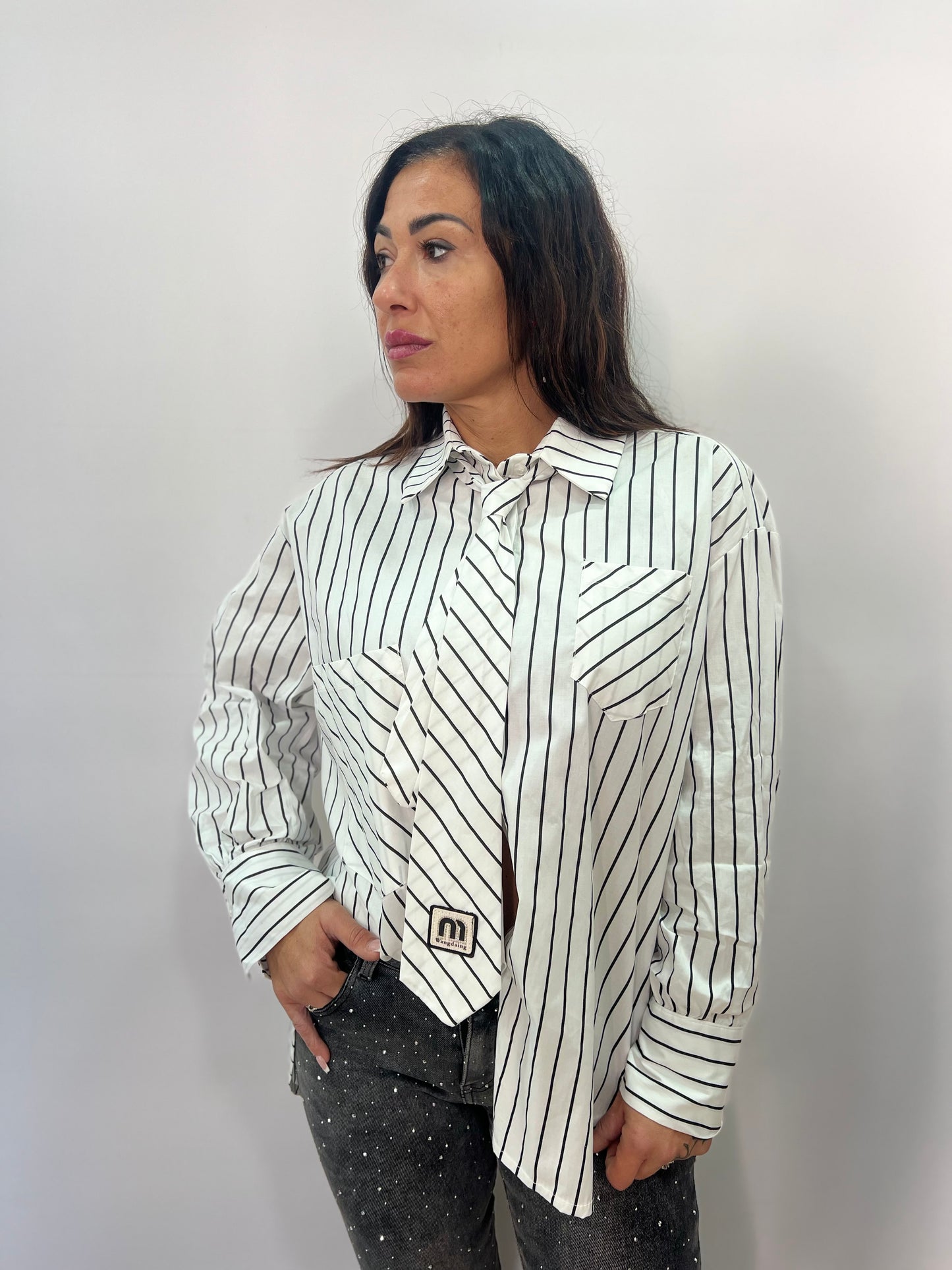 Camicia oversize donna a righe elegante
