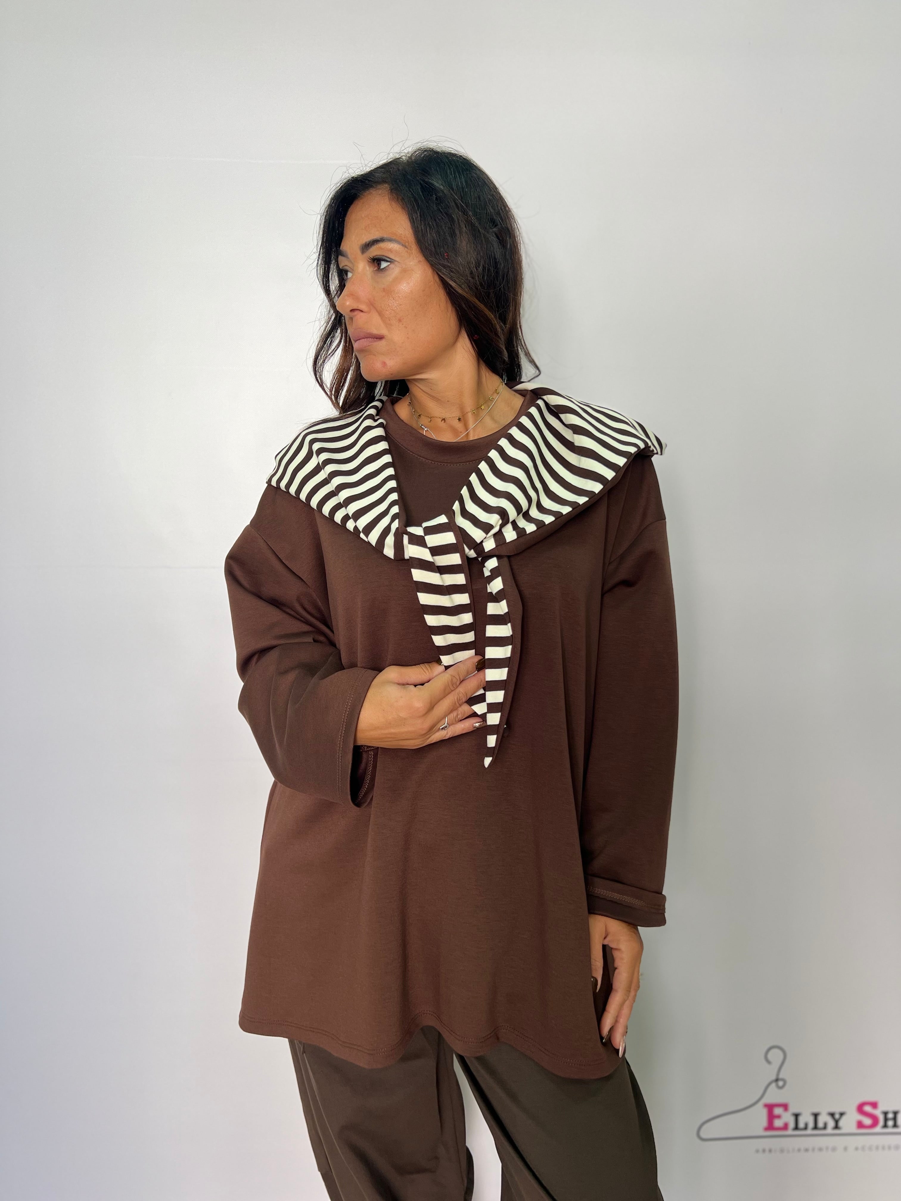 Felpa donna con cappuccio a righe