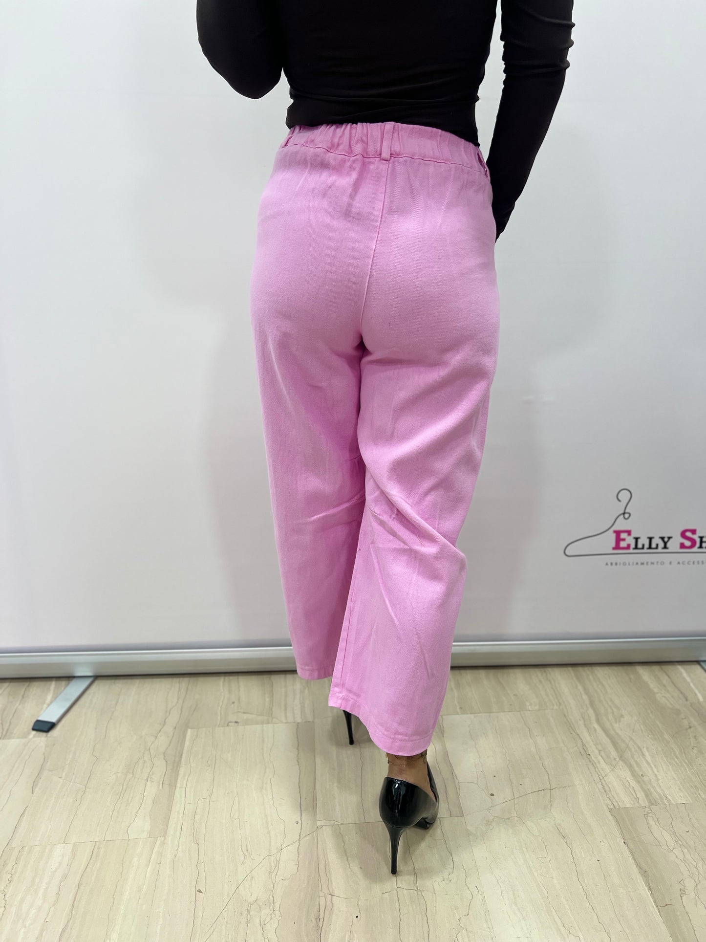 Pantalone donna cropped vita alta colorato