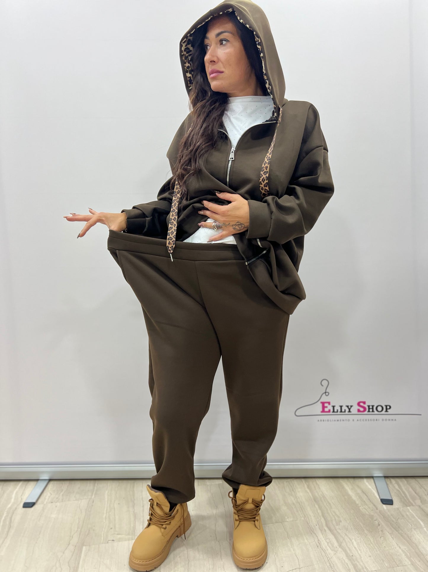 Completo curvy con cappuccio leo e brillantini