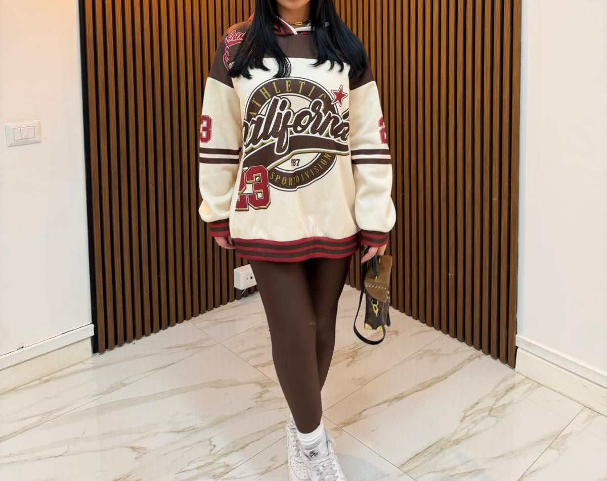 Completo sportivo donna felpa oversize e leggings