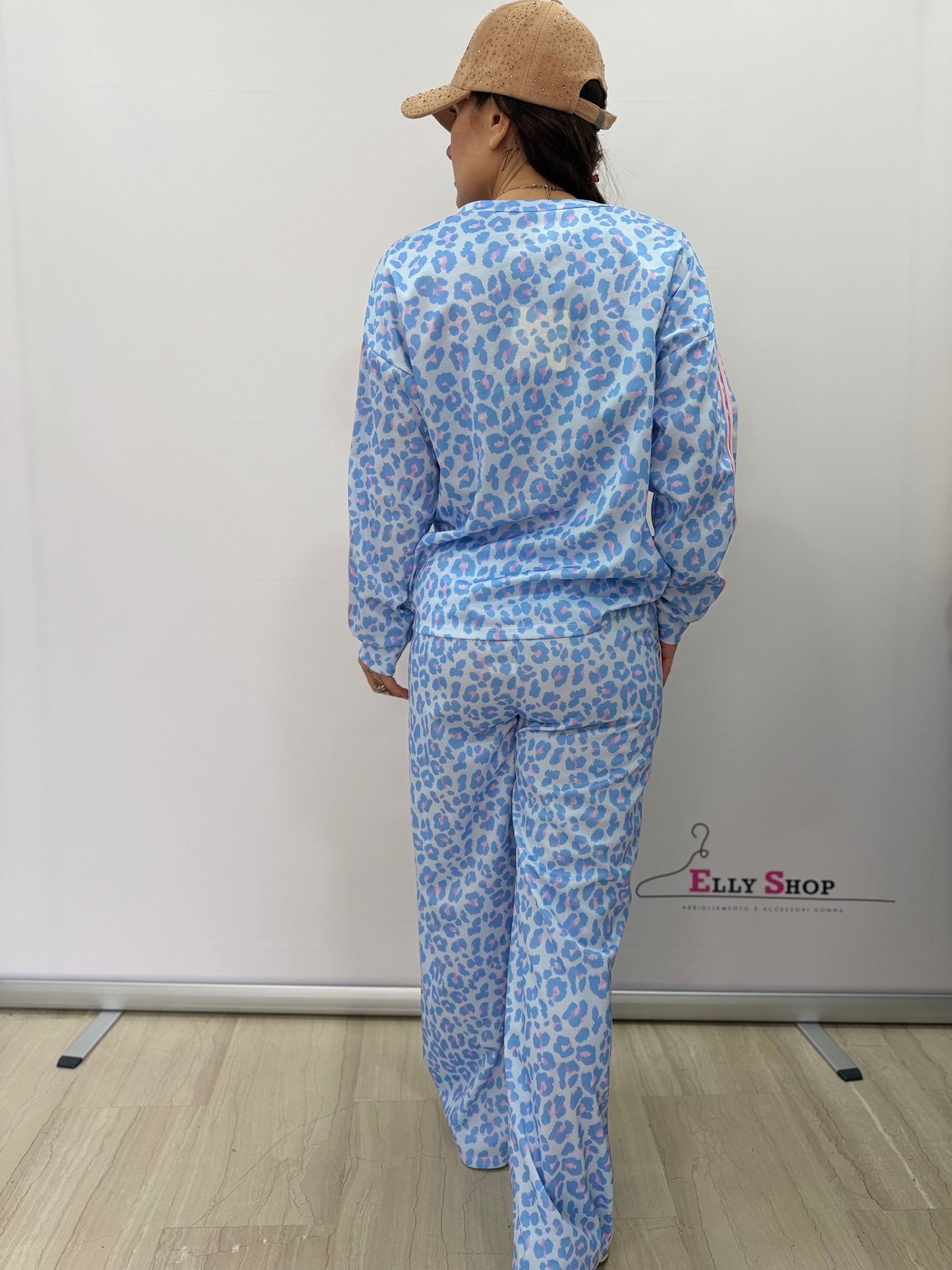 Completo leopardato donna sportivo strisce rosa