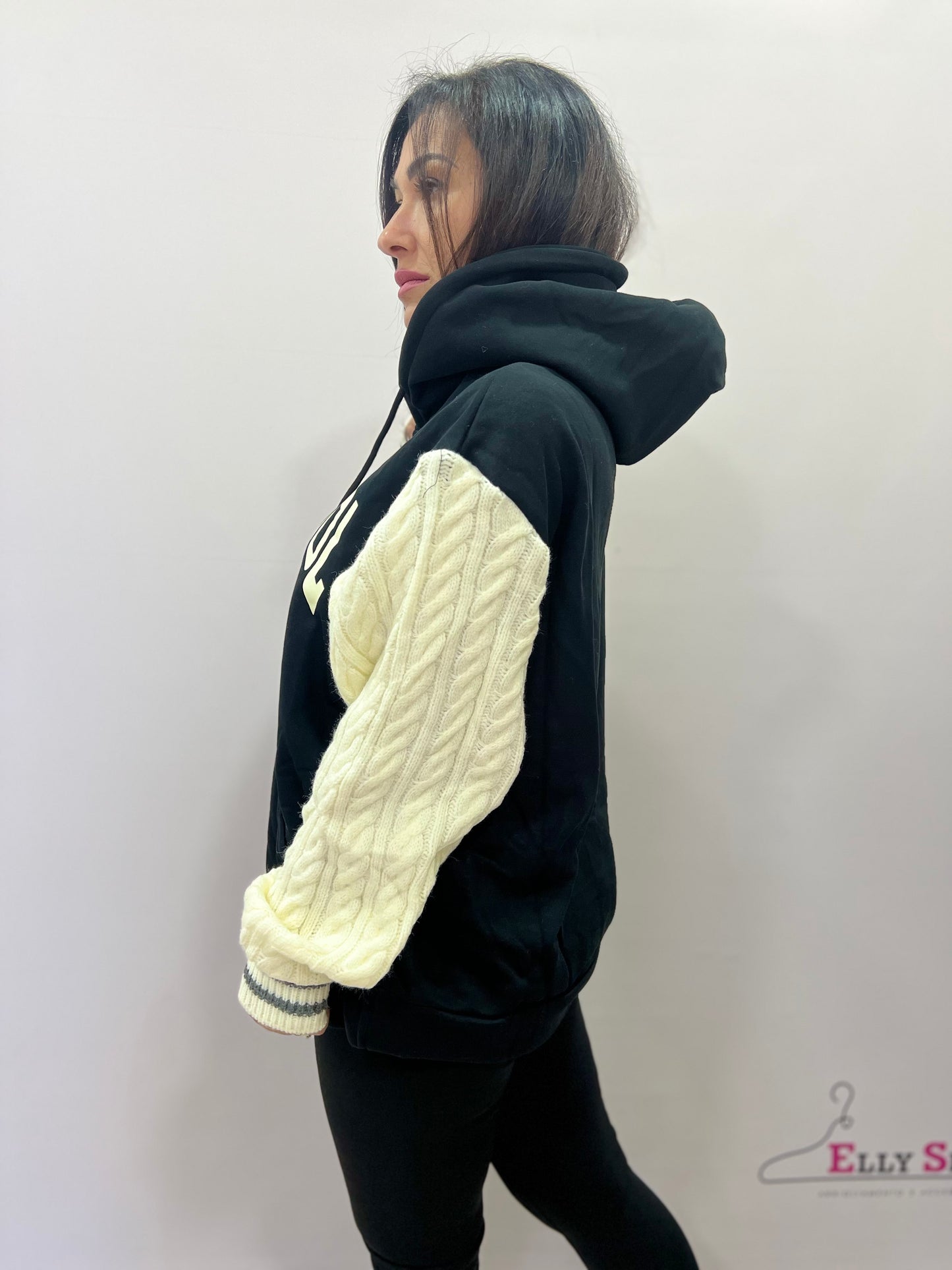 Felpa oversize donna con cappuccio e stampa