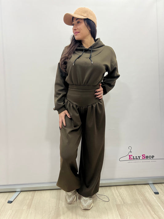Completo tuta donna felpa e pantalone palazzo