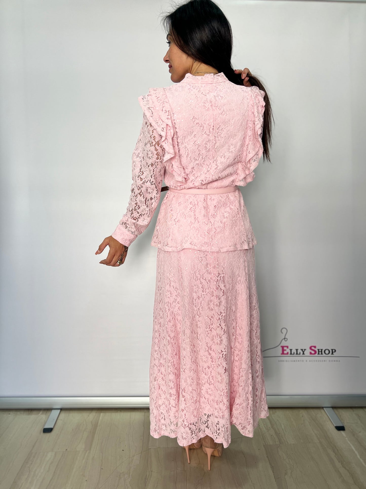 Completo elegante pizzo donna lungo cerimonia