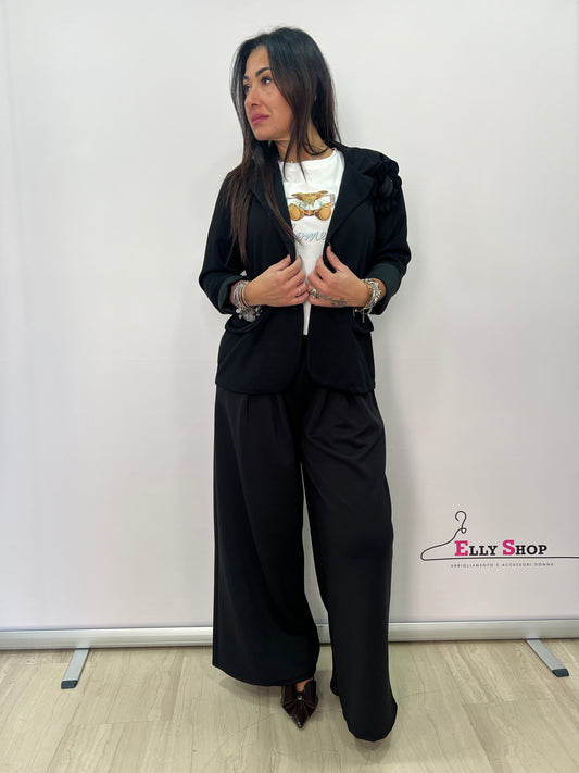 Completo donna elegante giacca e pantalone palazzo
