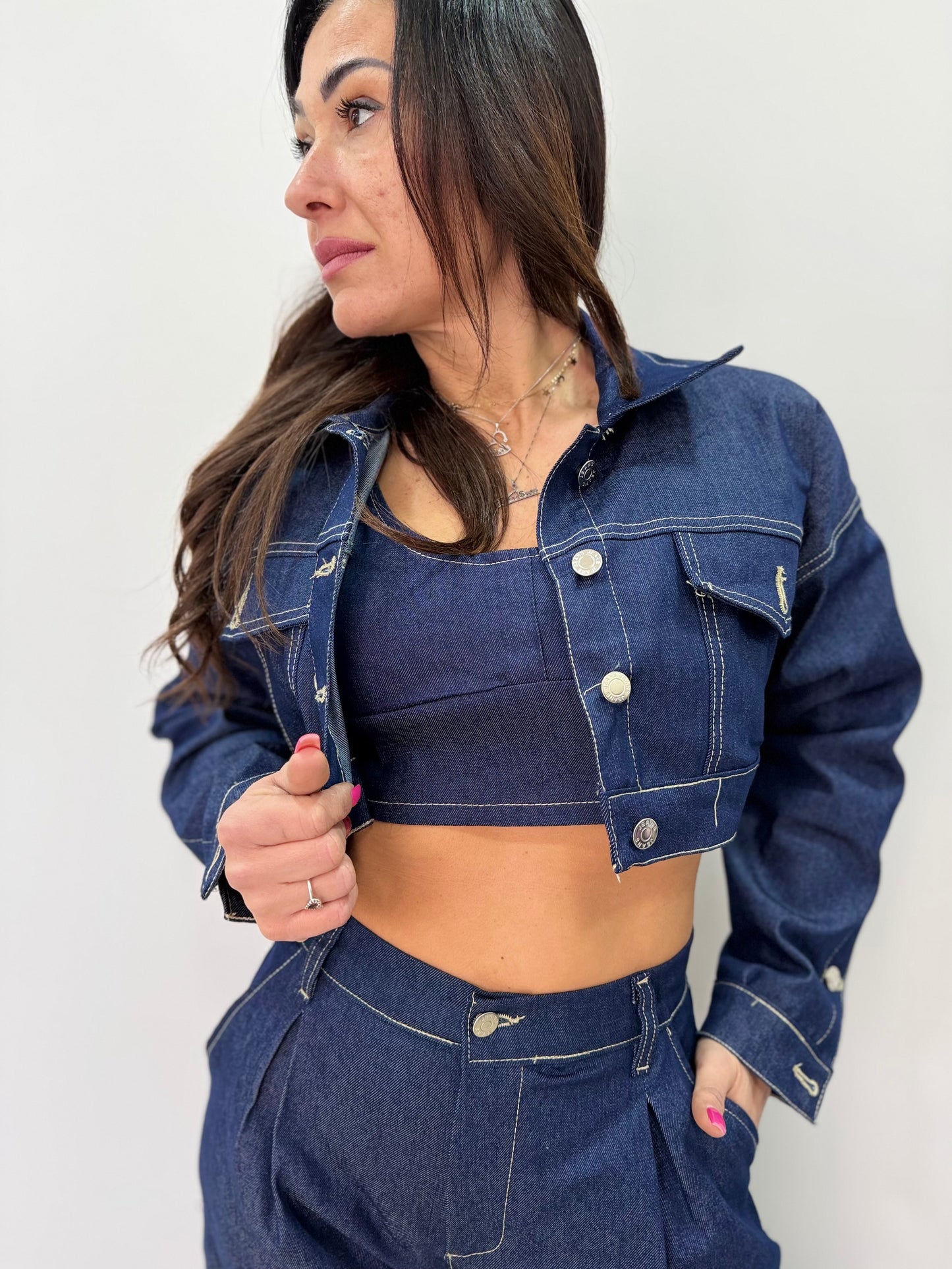 Completo donna 3 pezzi denim scuro trendy