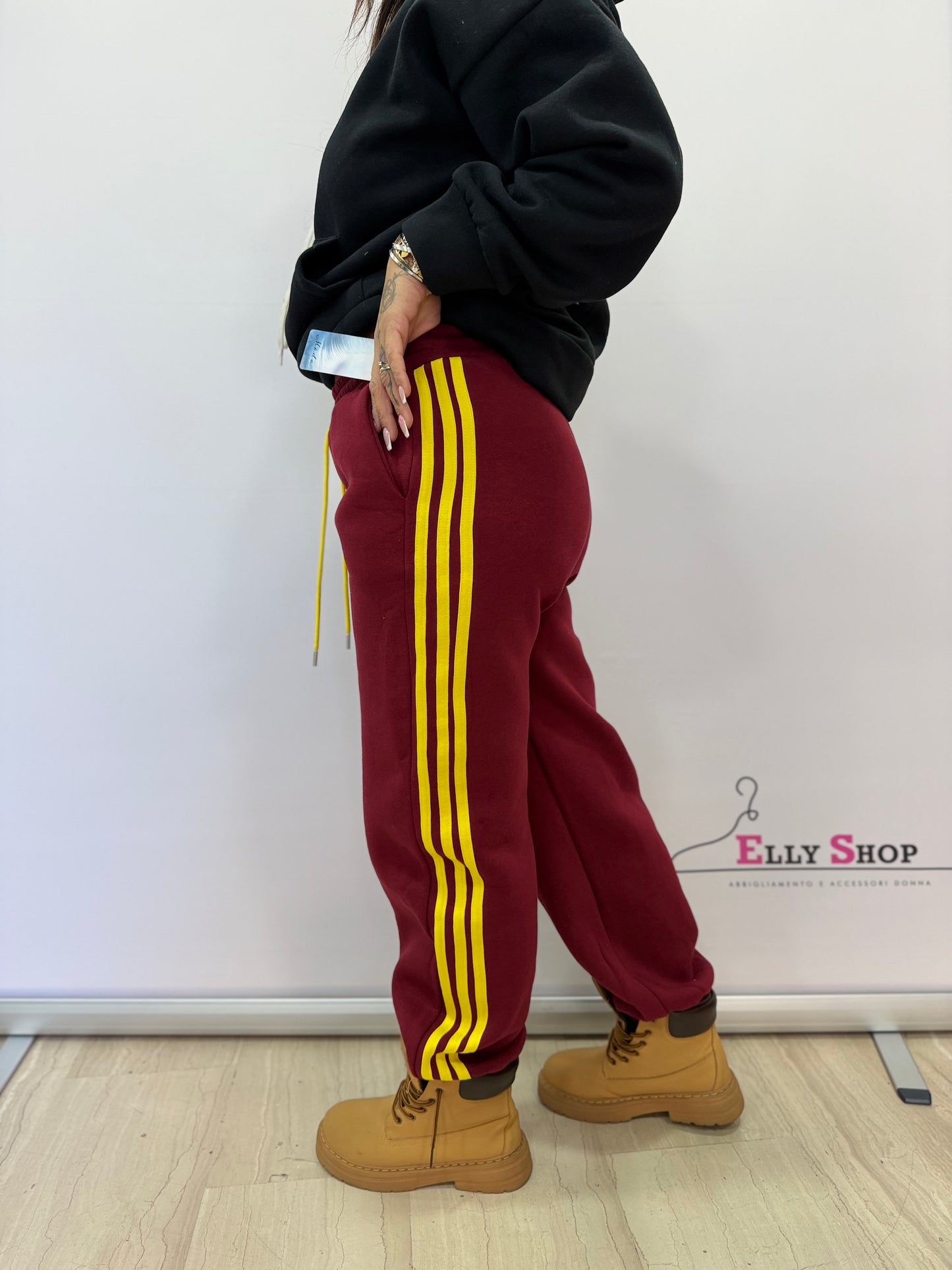 Pantalone tuta donna felpato con bande laterali