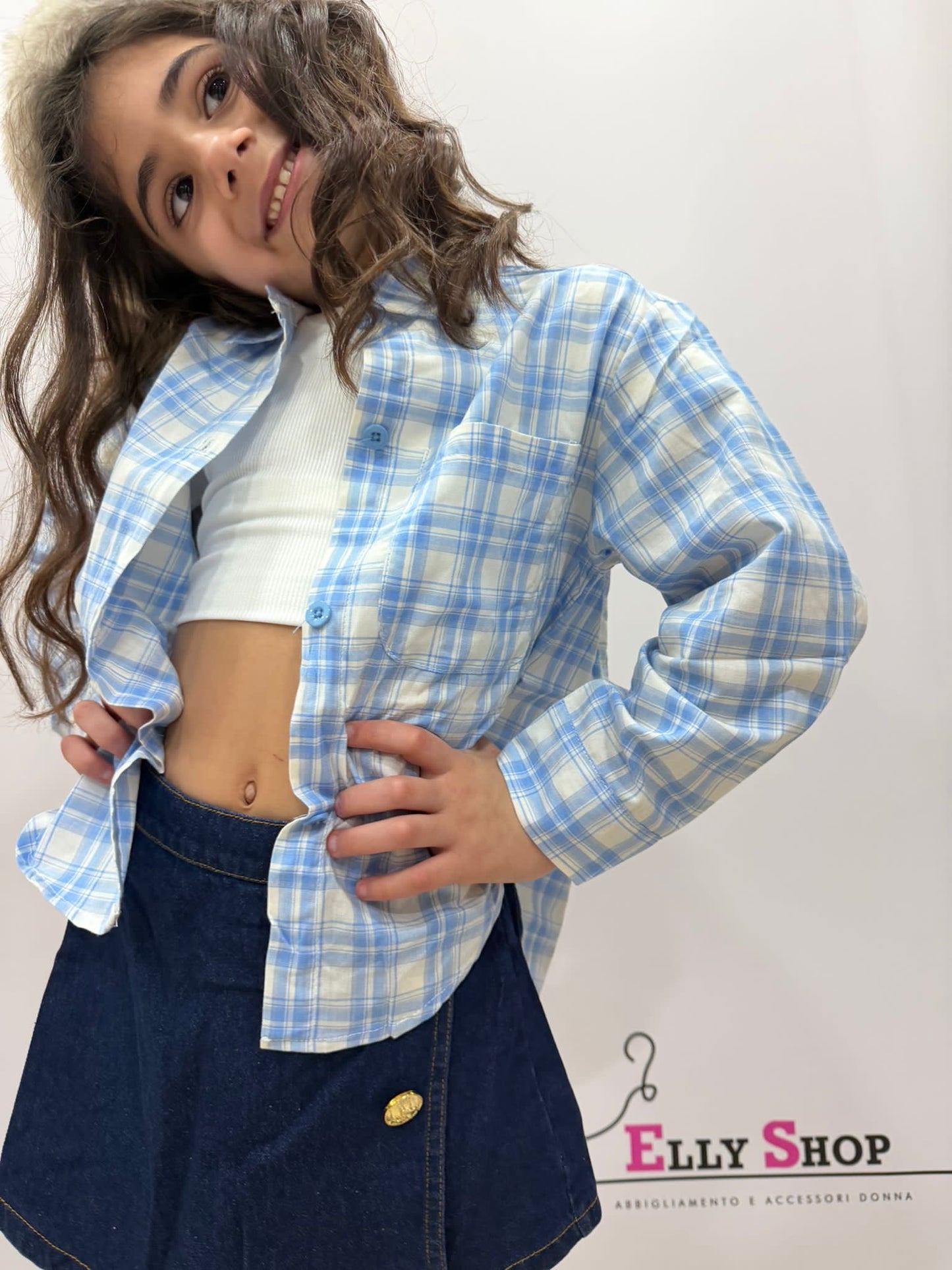 Camicia con t-shirt bambina a quadri