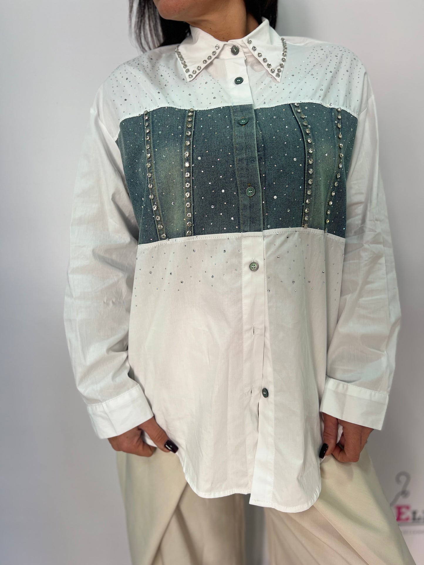 Camicia lunga donna con inserti decorativi