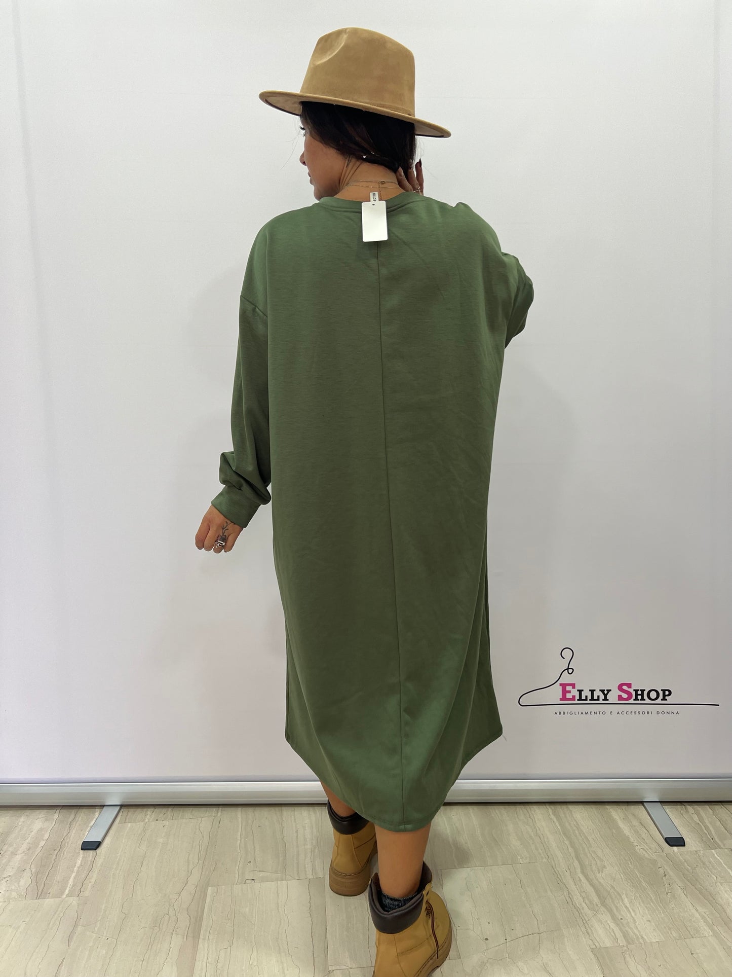 Abito lungo felpato casual curvy donna