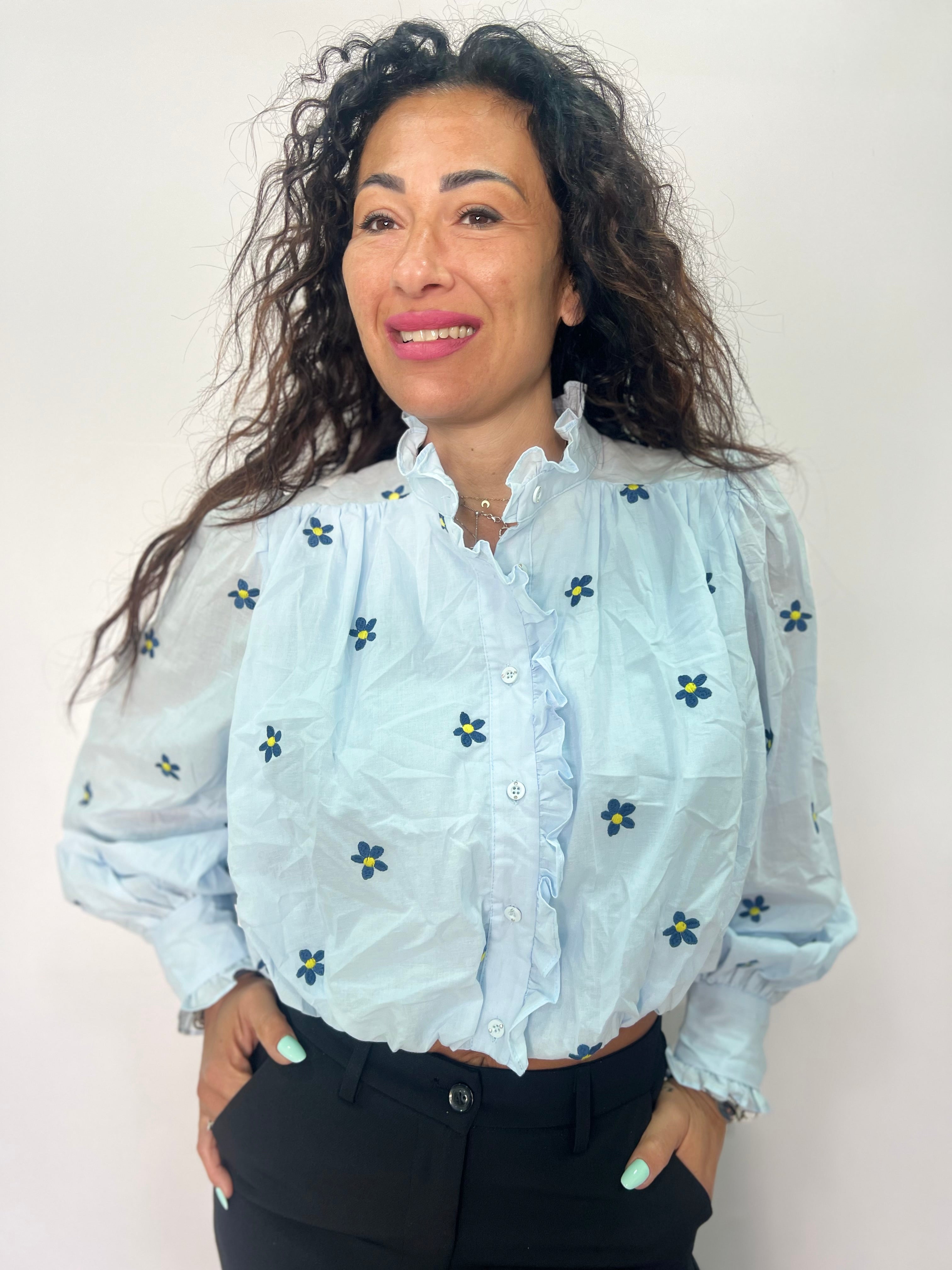 Blusa donna ricamata floreale elegante