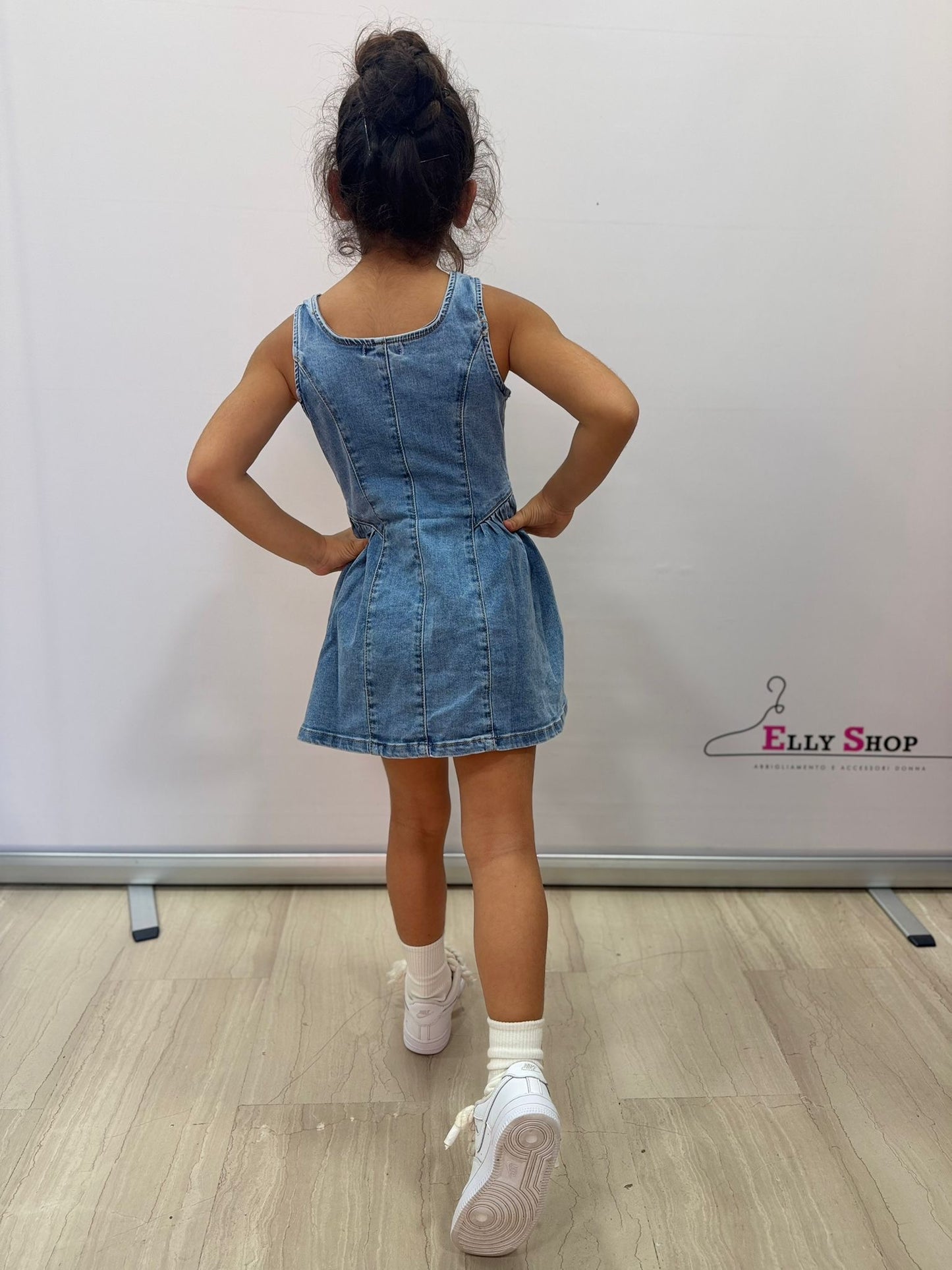 Vestito denim bambina con bottoni