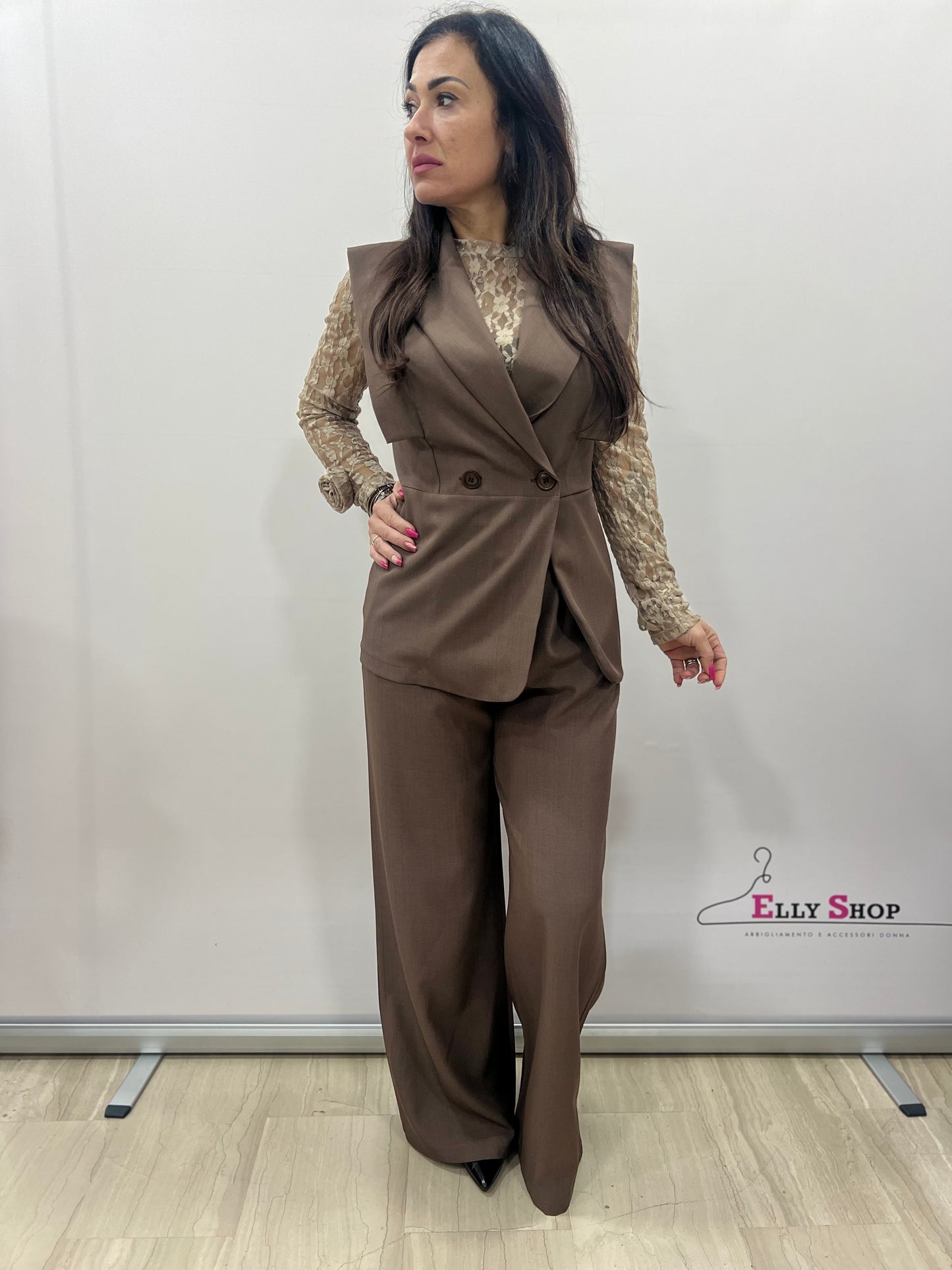 Completo donna elegante gilet e palazzo