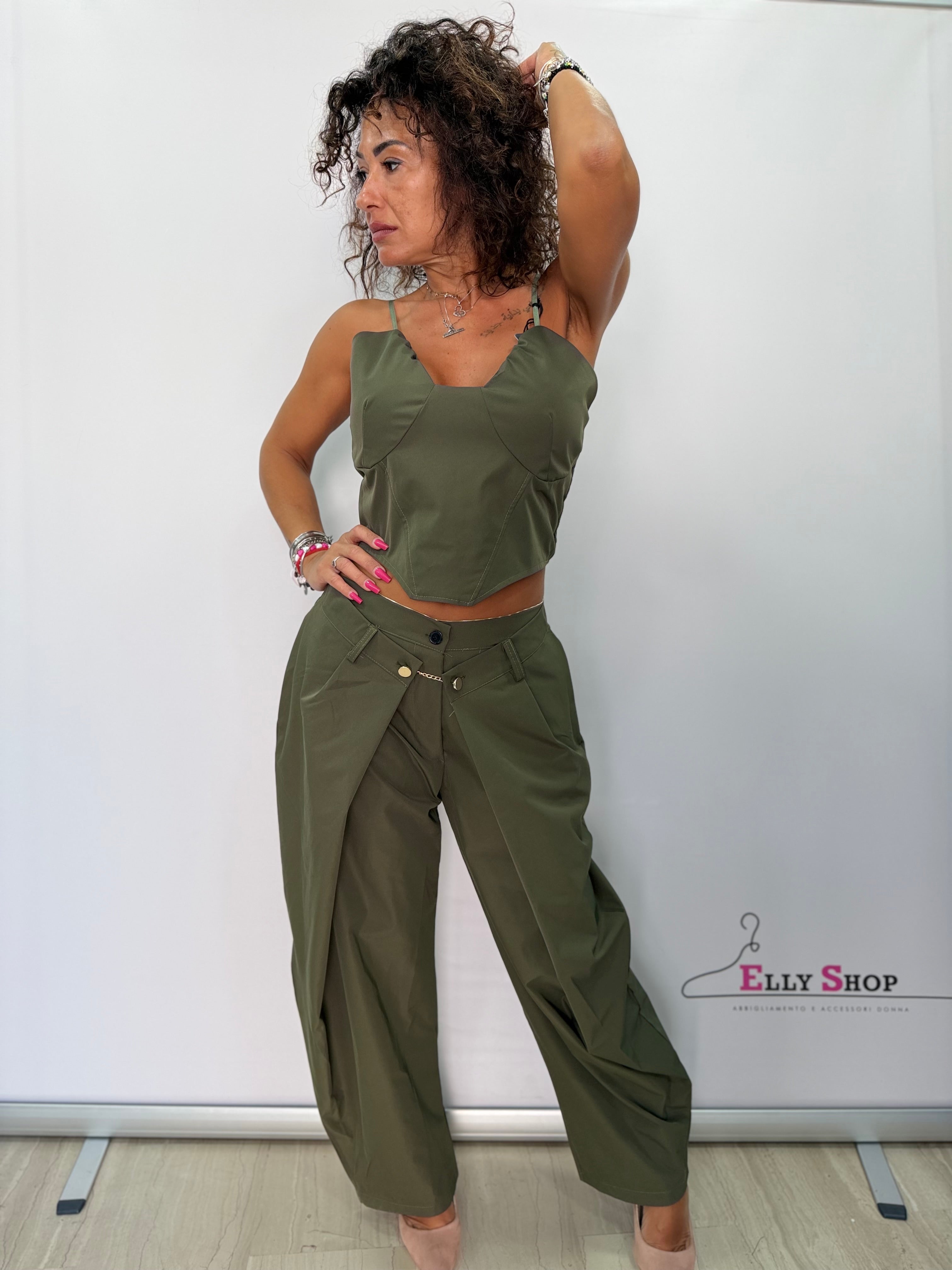 Completo Japan Donna Top Corsetto e Pantalone Palazzo
