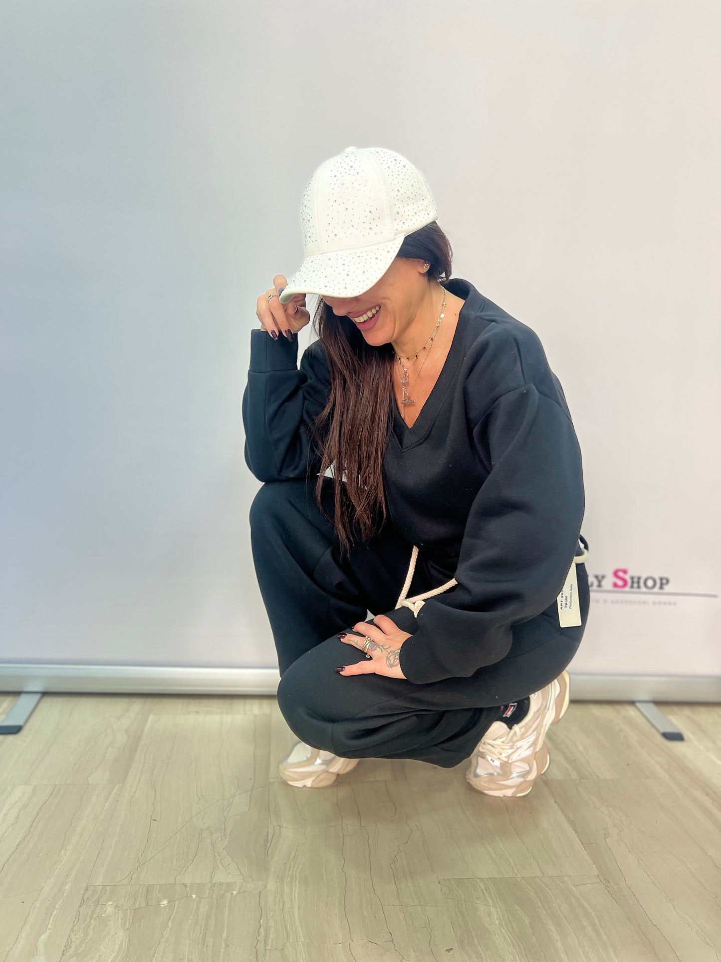 Completo tuta donna felpa crop e pantalone jogging