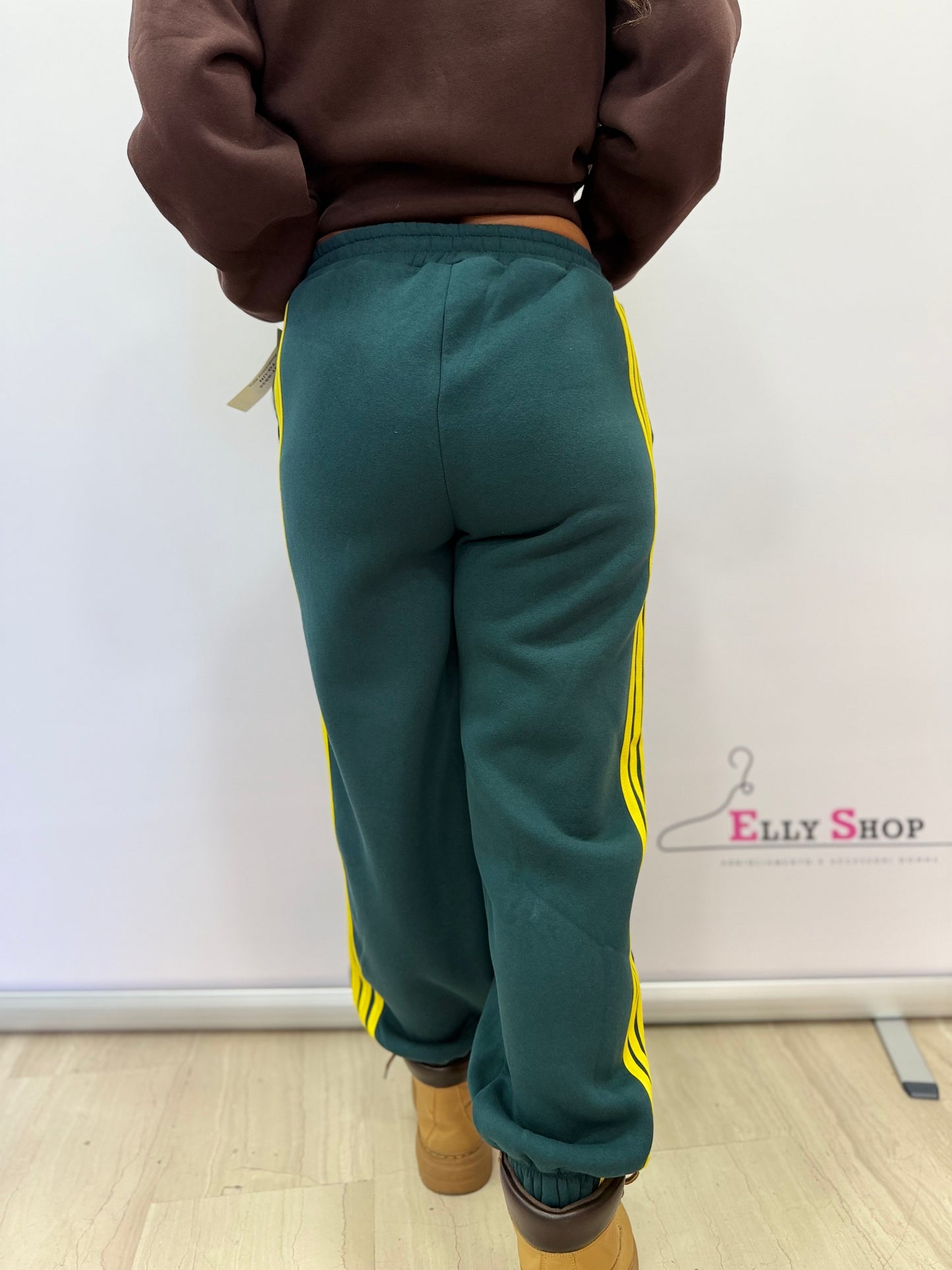 Pantalone tuta donna felpato con bande laterali