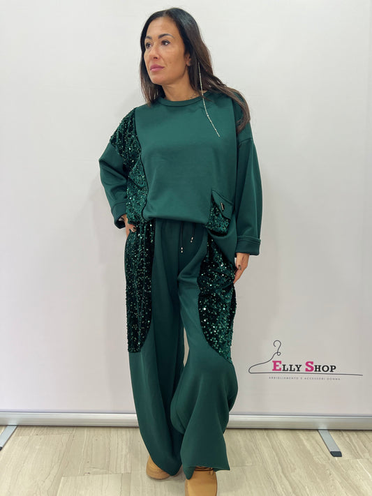 Completo curvy  con paillettes donna