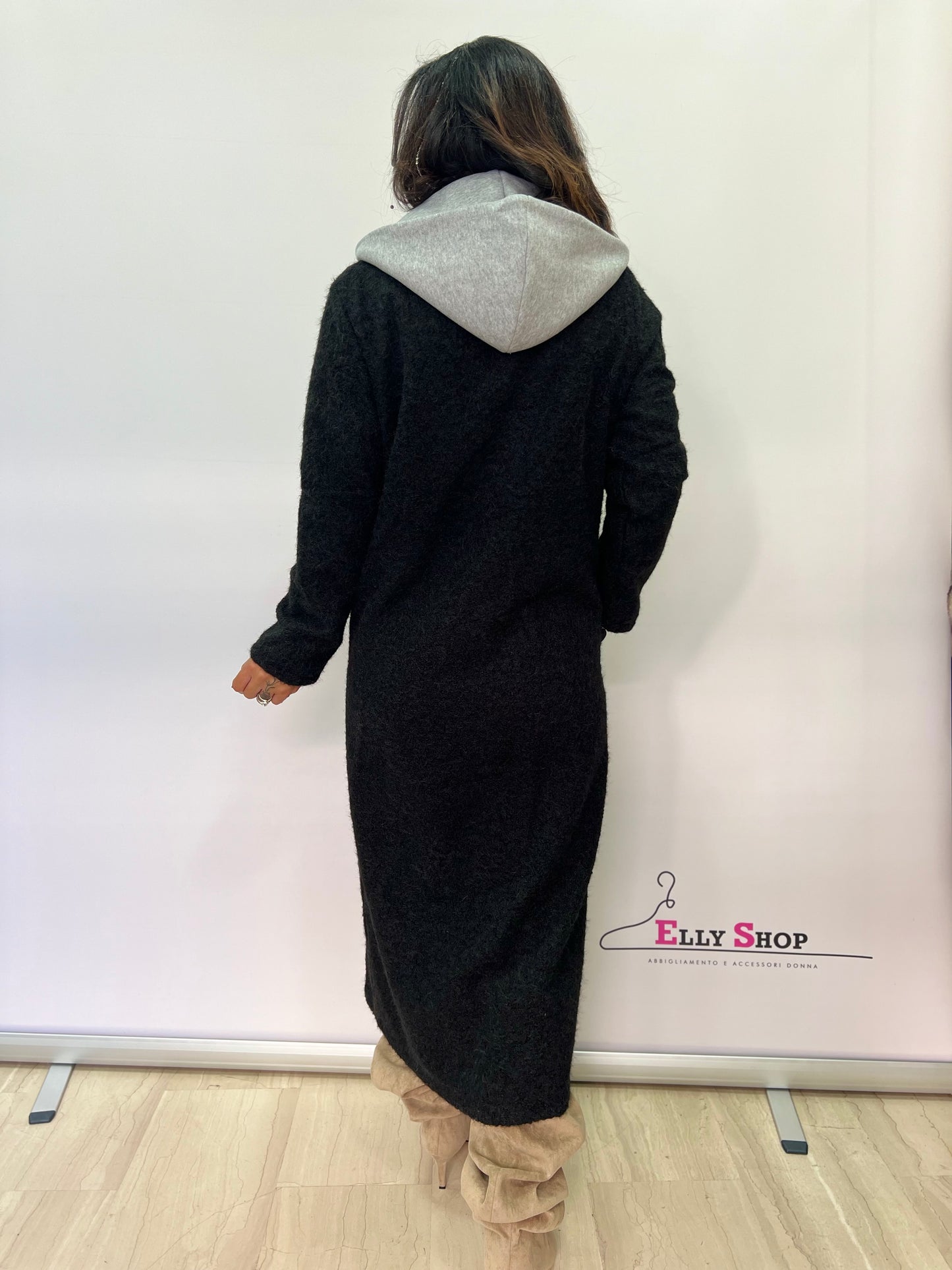 Cappotto lungo donna con cappuccio interno removibile
