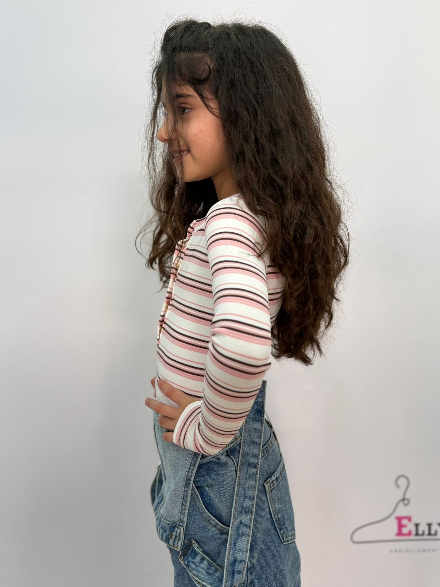 Maglia bambina a righe manica lunga casual