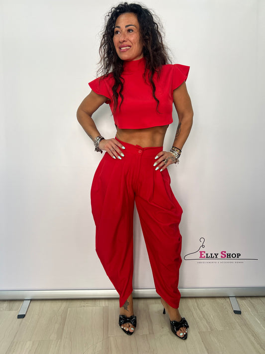 Completo donna crop top e pantalone elegante
