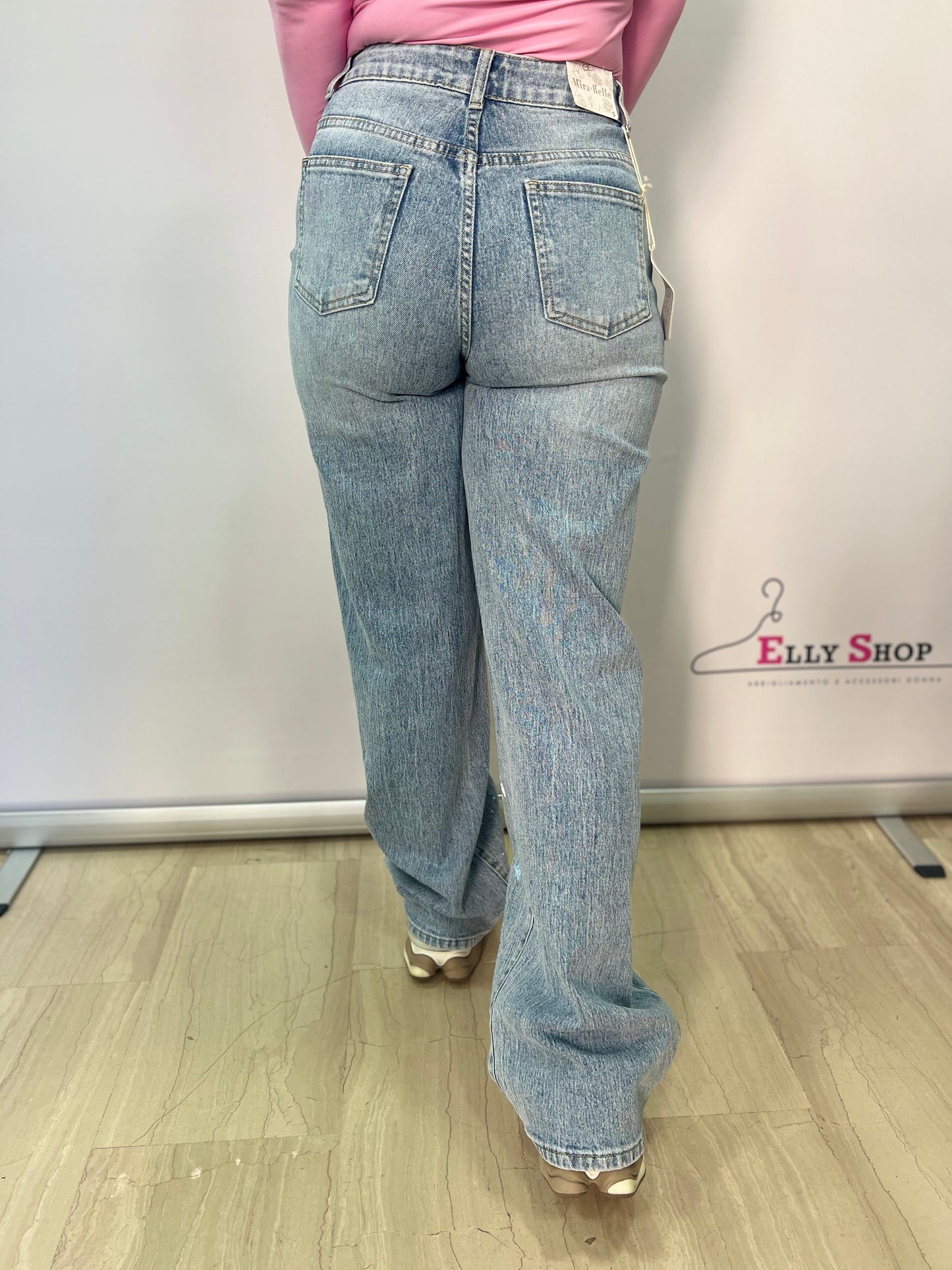 Jeans donna wide leg con stampa graffiti